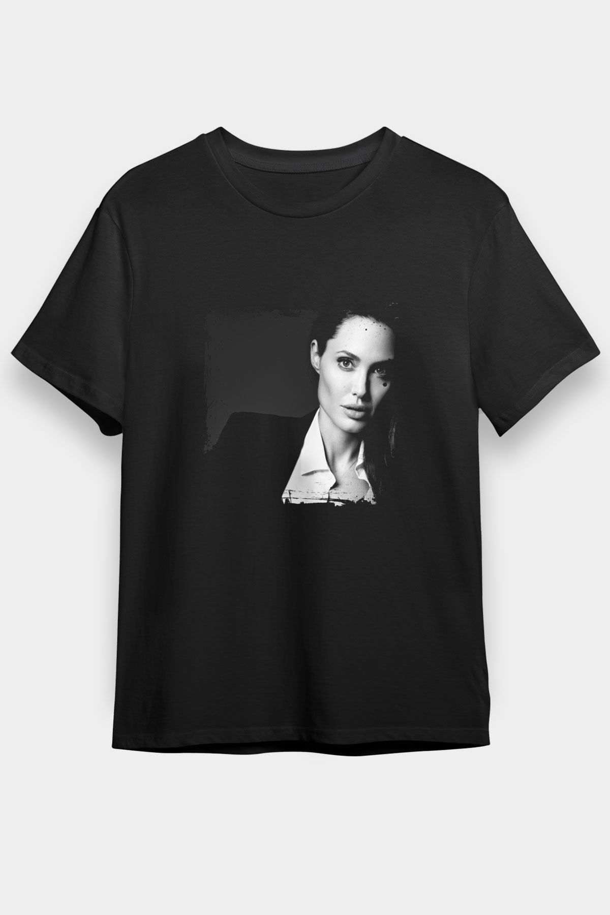 Angelina Jolie Baskılı Unisex Siyah Tişört