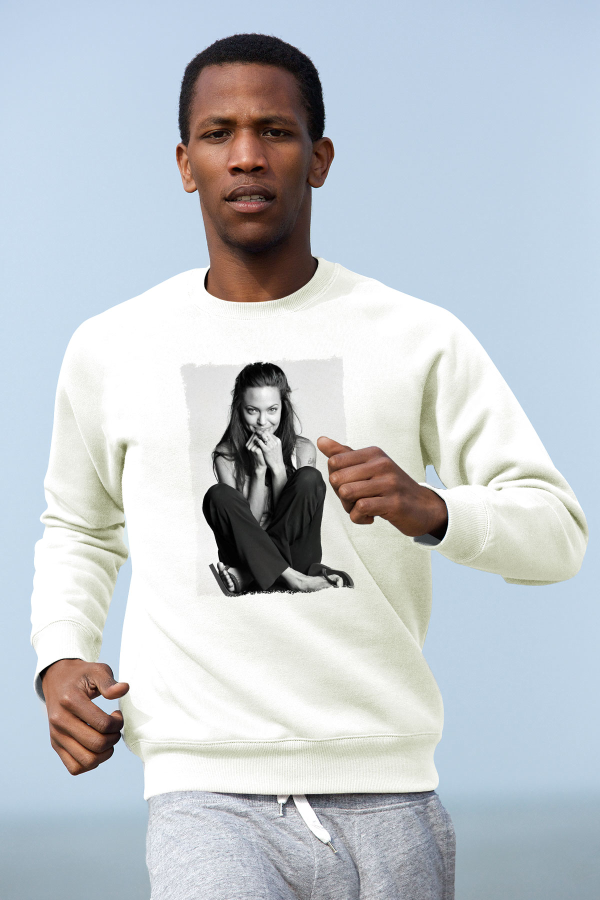 Angelina Jolie Beyaz Unisex Sweatshirt