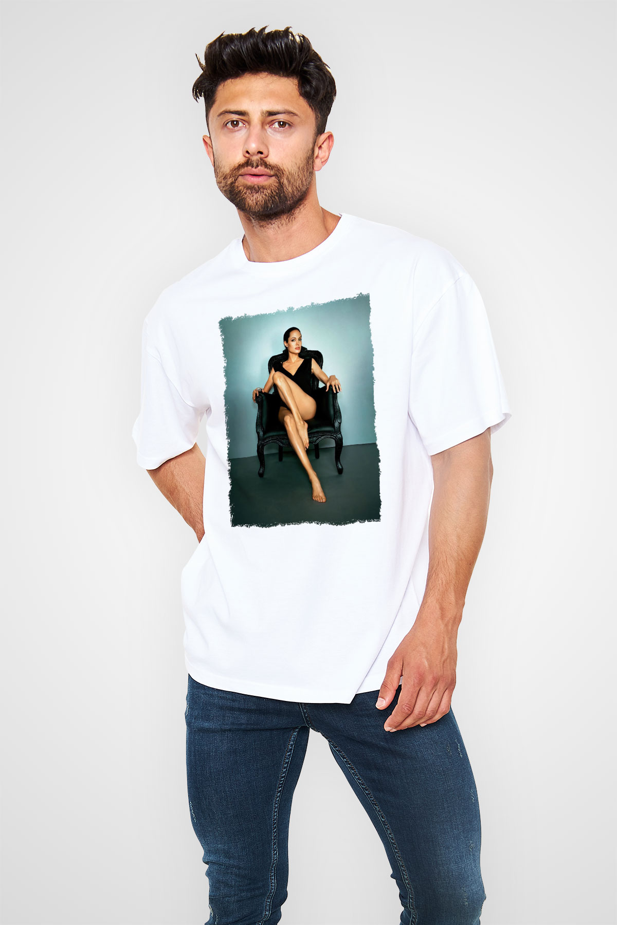 Angelina Jolie Beyaz Unisex Tişört T-Shirt - TişörtFabrikası