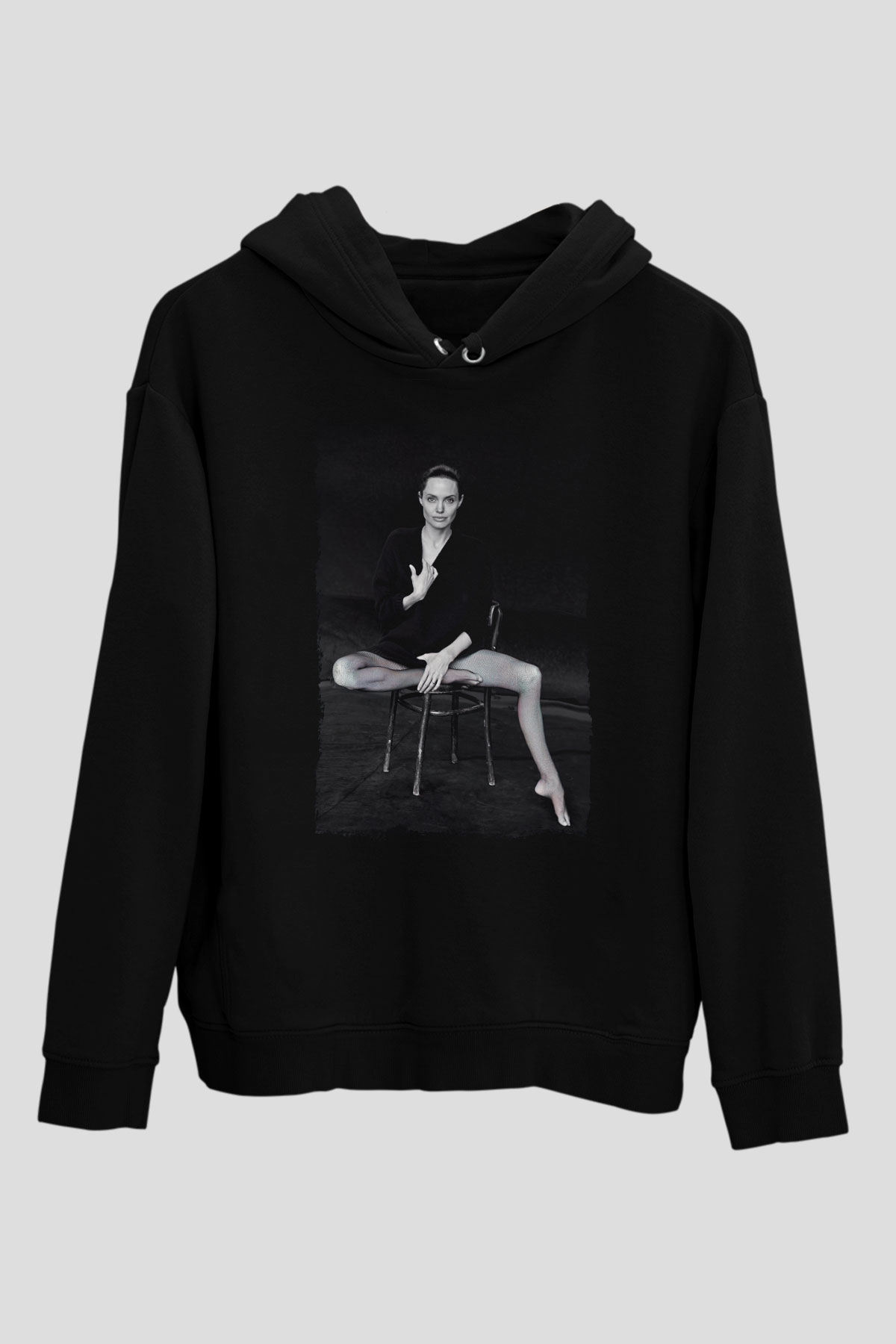 Angelina Jolie Siyah Unisex Kapüşonlu Sweatshirt