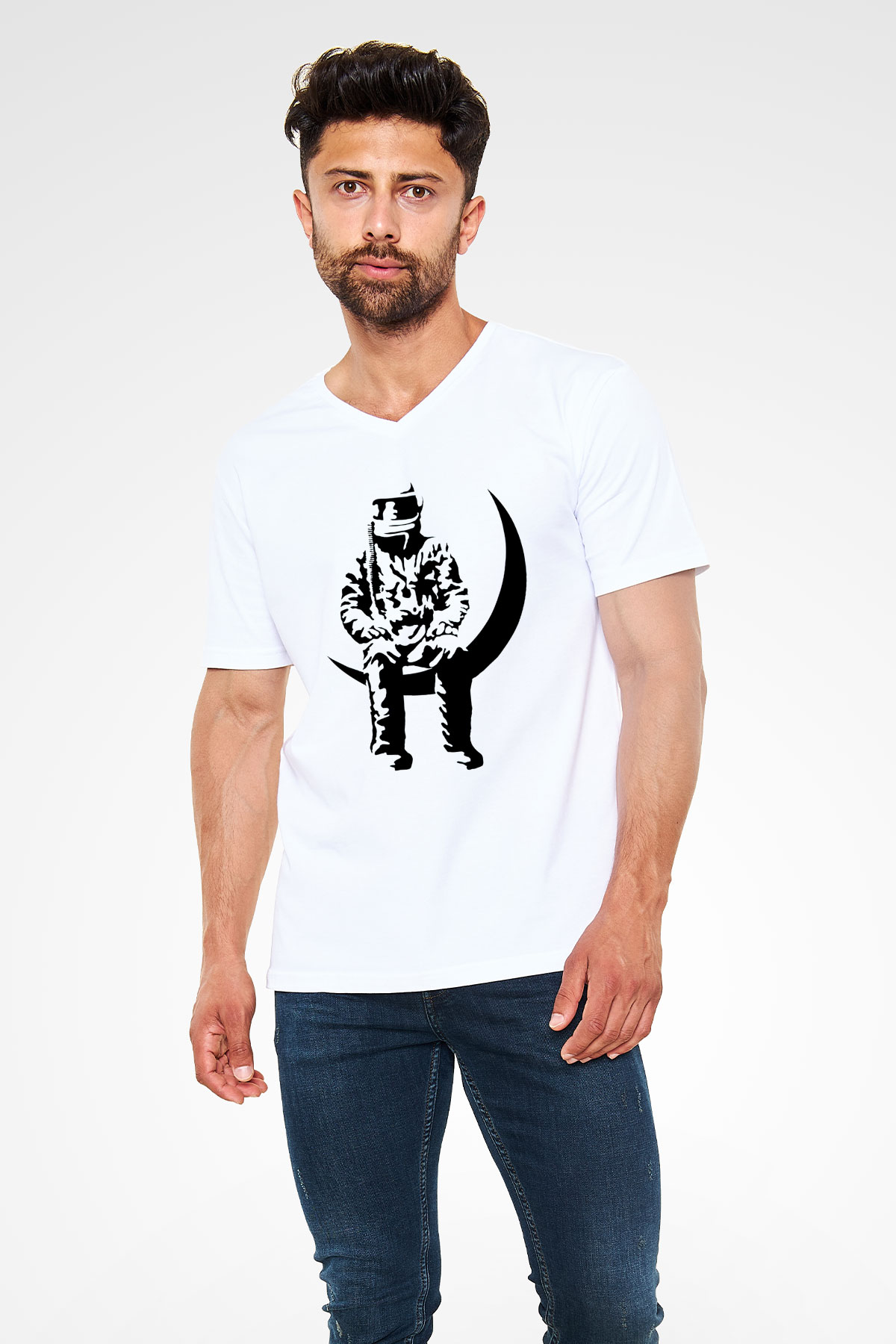 Angels and Airwaves Beyaz Unisex V Yaka Tişört