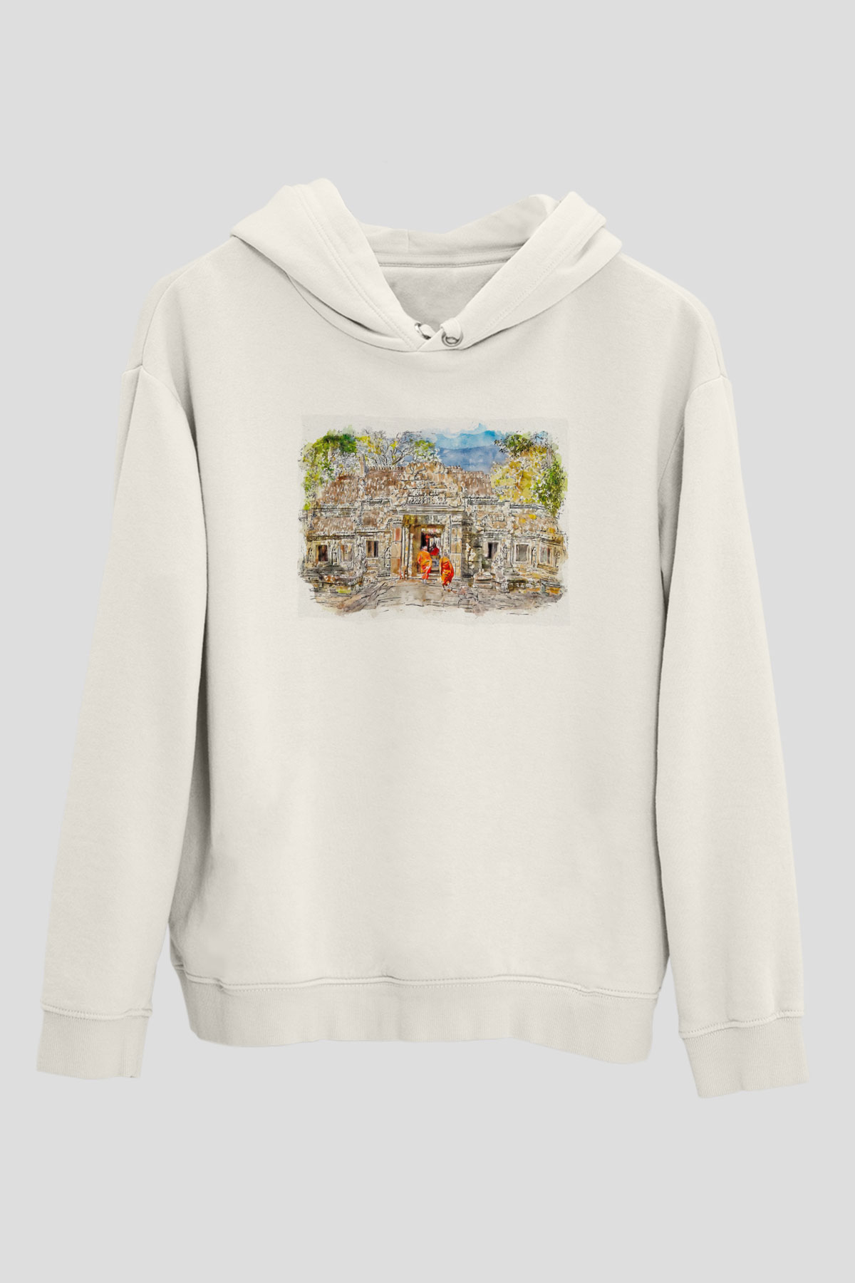 Angkor Vat Beyaz Unisex Hoodie