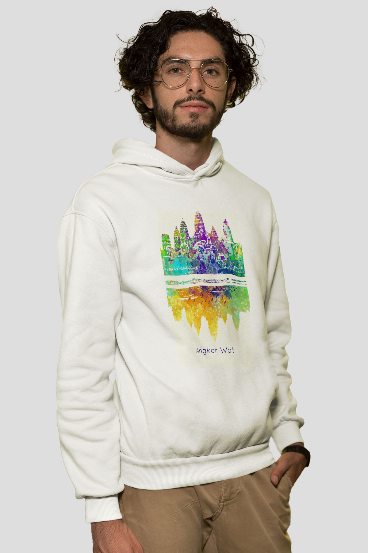 Angkor Vat Beyaz Unisex Hoodie