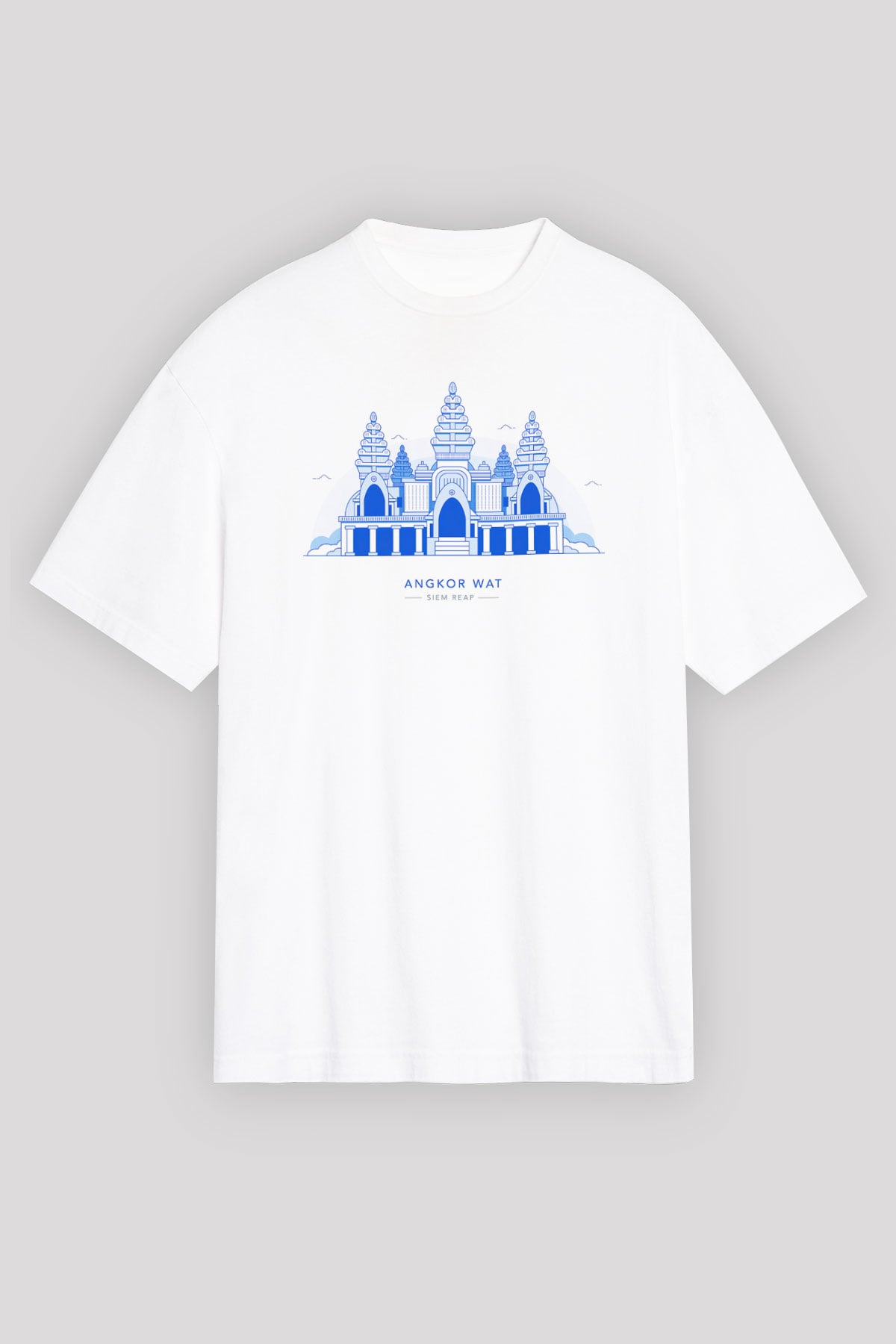 Angkor Vat Beyaz Unisex Oversize Tişört T-Shirt