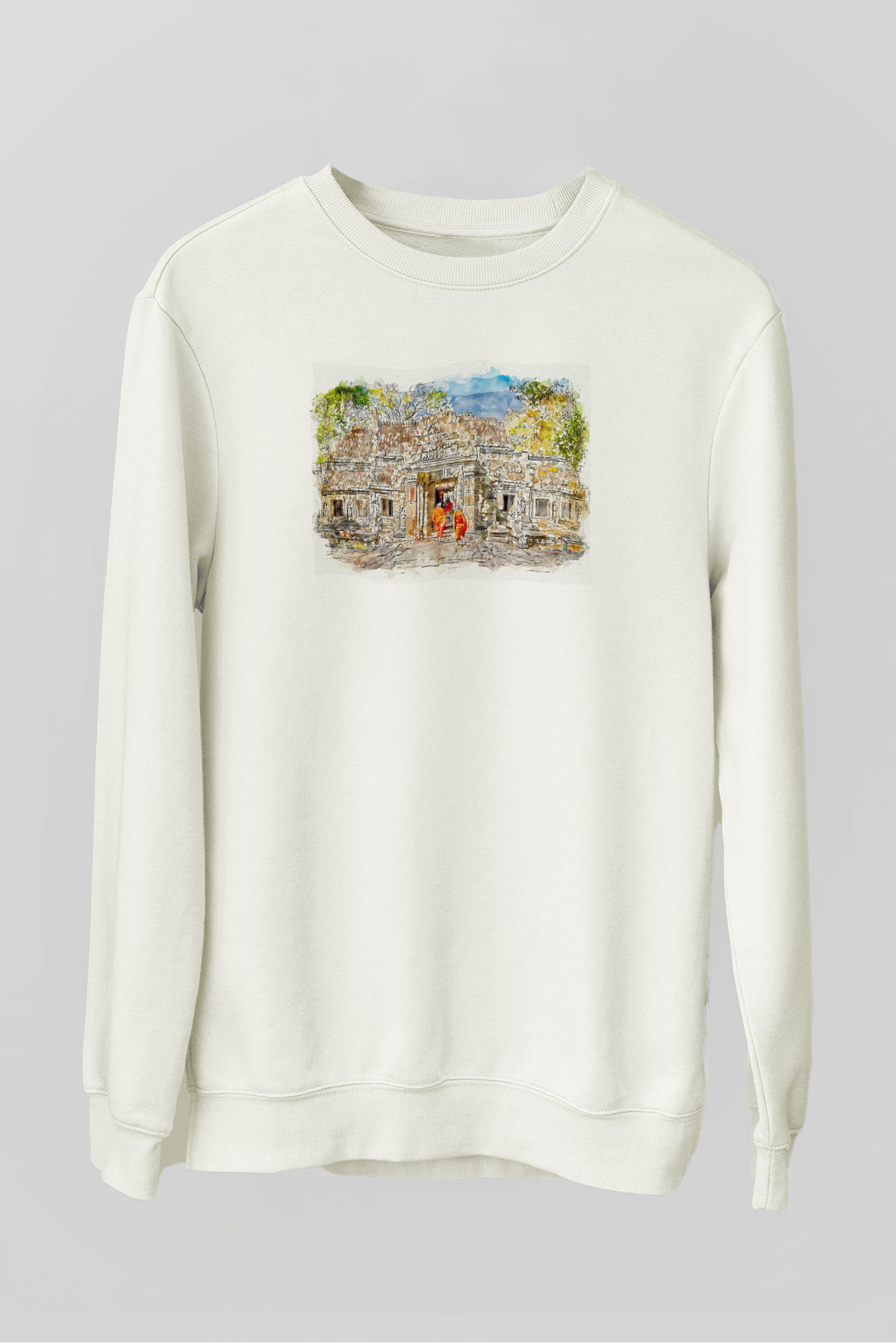 Angkor Vat Beyaz Unisex Sweatshirt