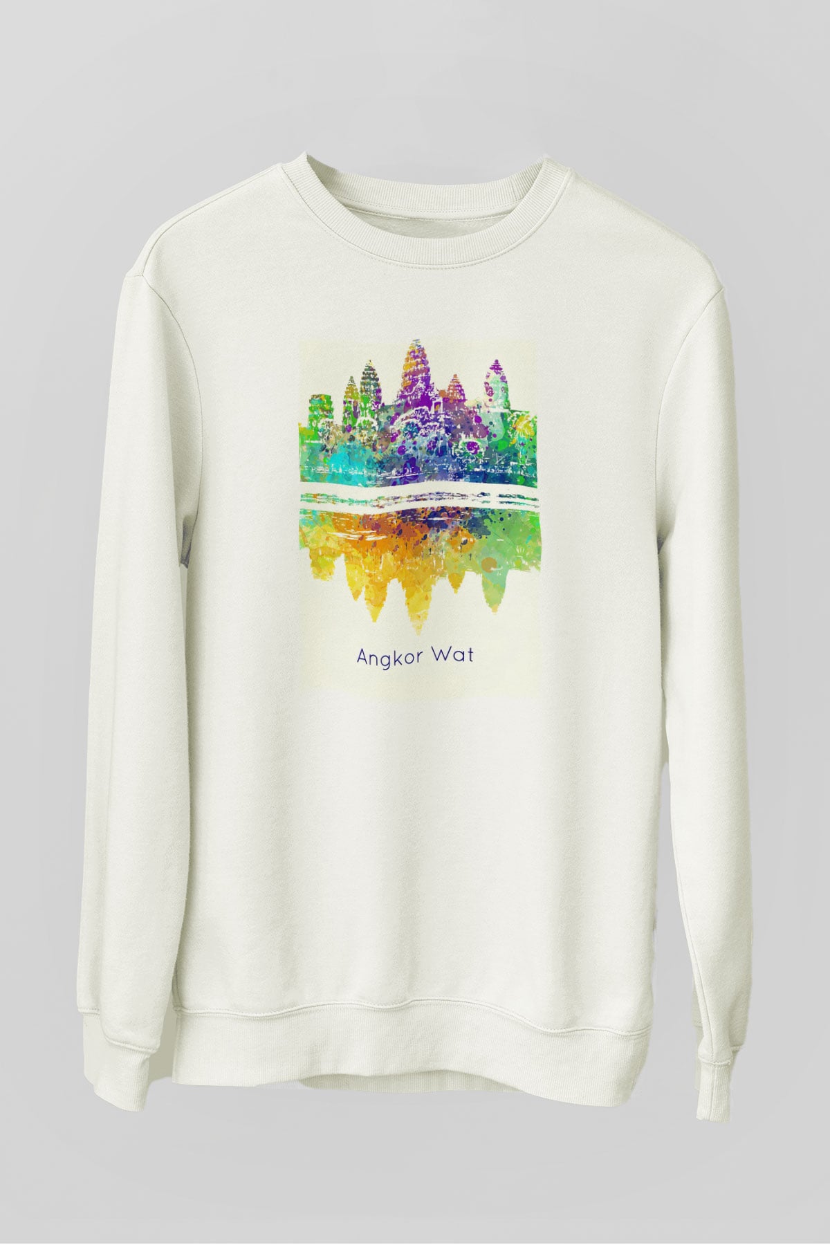 Angkor Vat Beyaz Unisex Sweatshirt