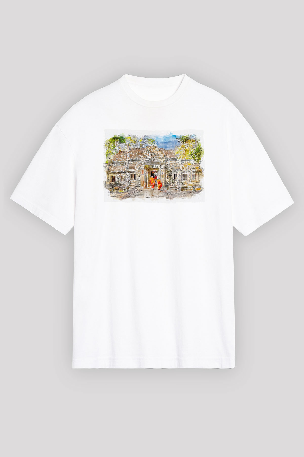 Angkor Vat Beyaz Unisex Tişört T-Shirt - TişörtFabrikası