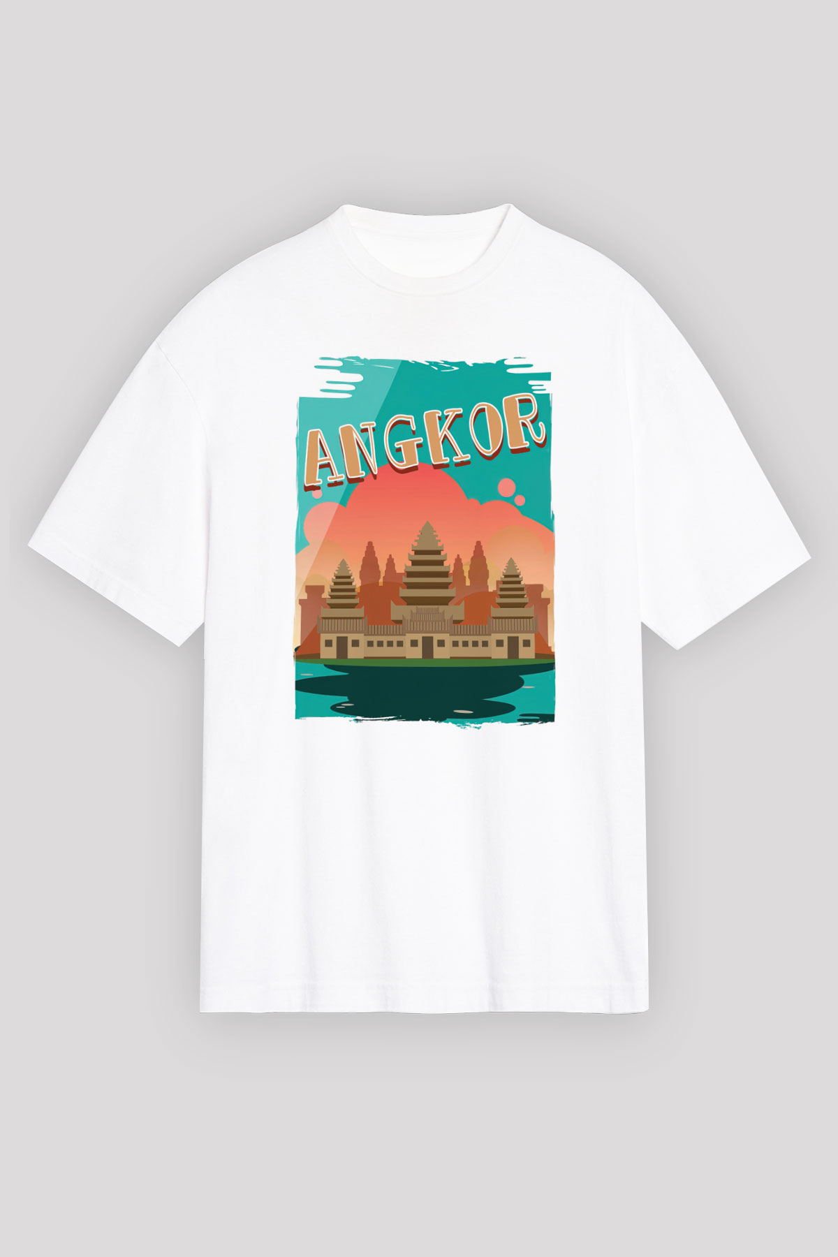 Angkor Vat Beyaz Unisex Tişört T-Shirt - TişörtFabrikası