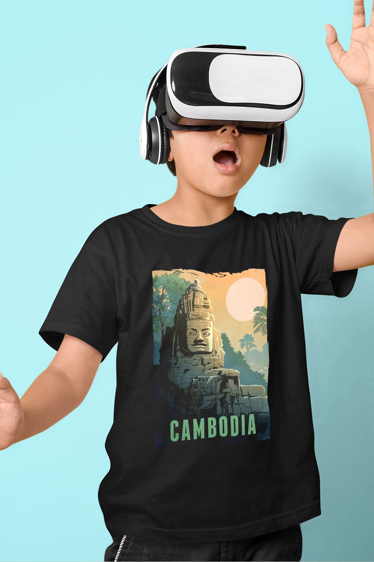 Angkor Vat Siyah Unisex Çocuk Tişört