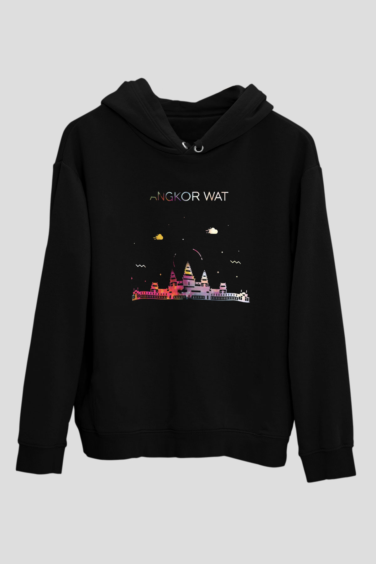 Angkor Vat Siyah Unisex Hoodie