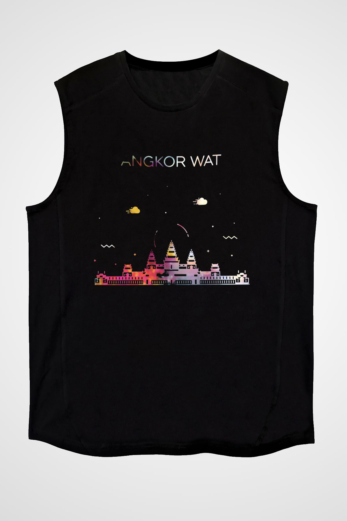 Angkor Vat Siyah Unisex Kolsuz Tişört