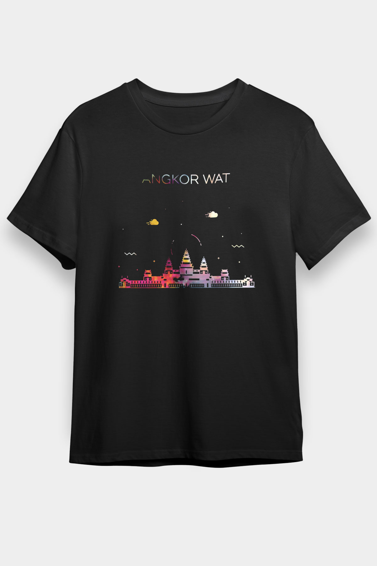 Angkor Vat Siyah Unisex Tişört T-Shirt - TişörtFabrikası