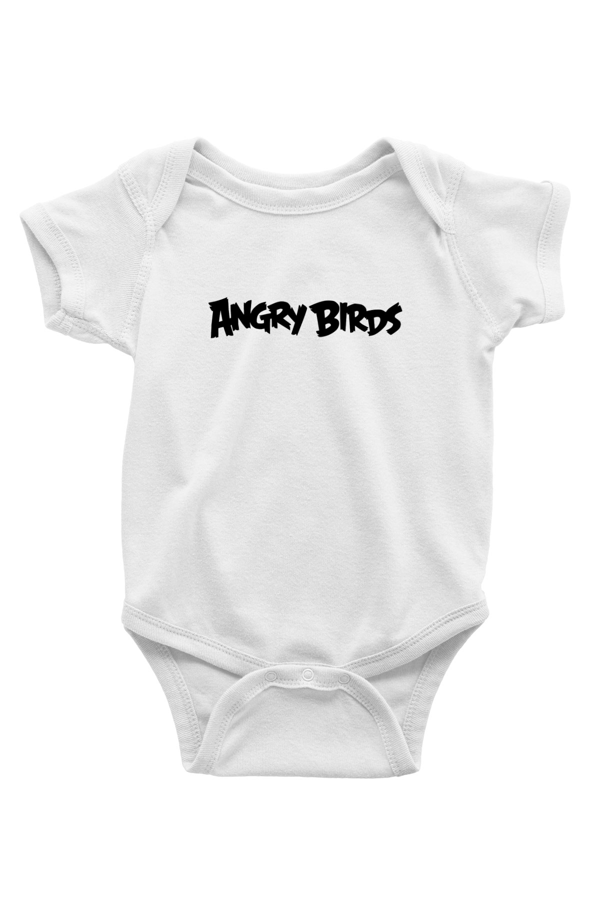 Angry Birds Baskılı Beyaz Unisex Bebek Body - Zıbın