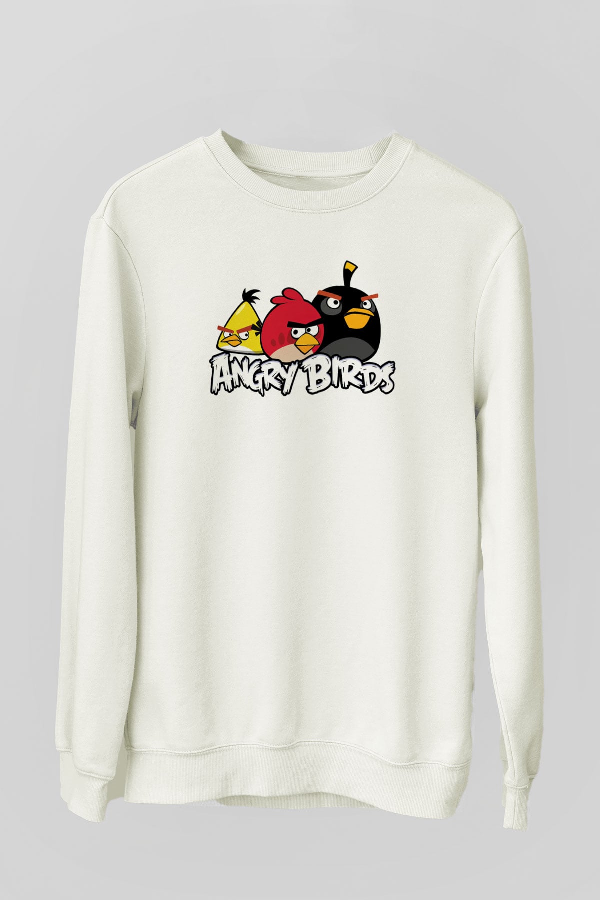 Angry Birds Beyaz Unisex Sweatshirt
