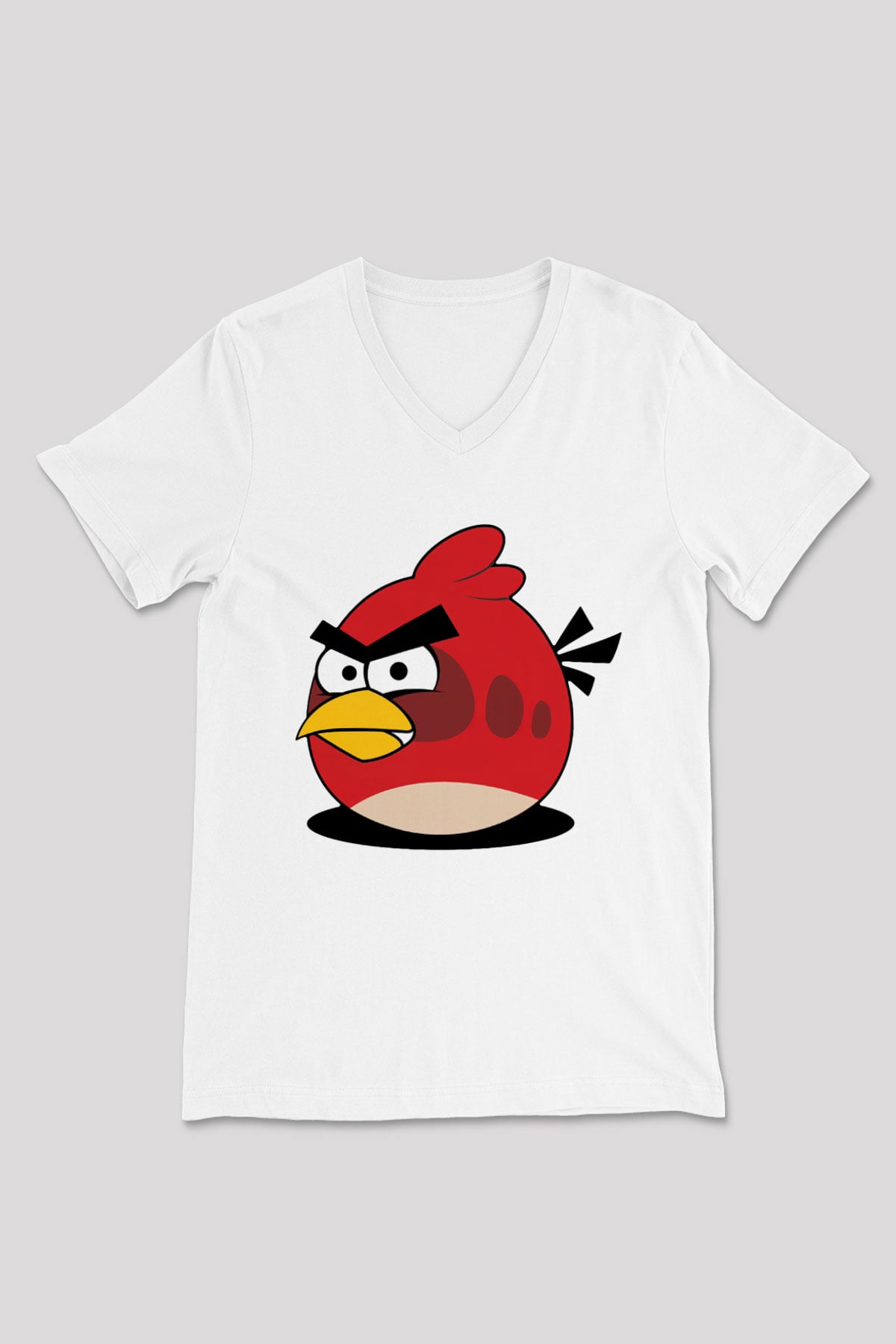 Angry Birds Beyaz Unisex V Yaka Tişört T-Shirt
