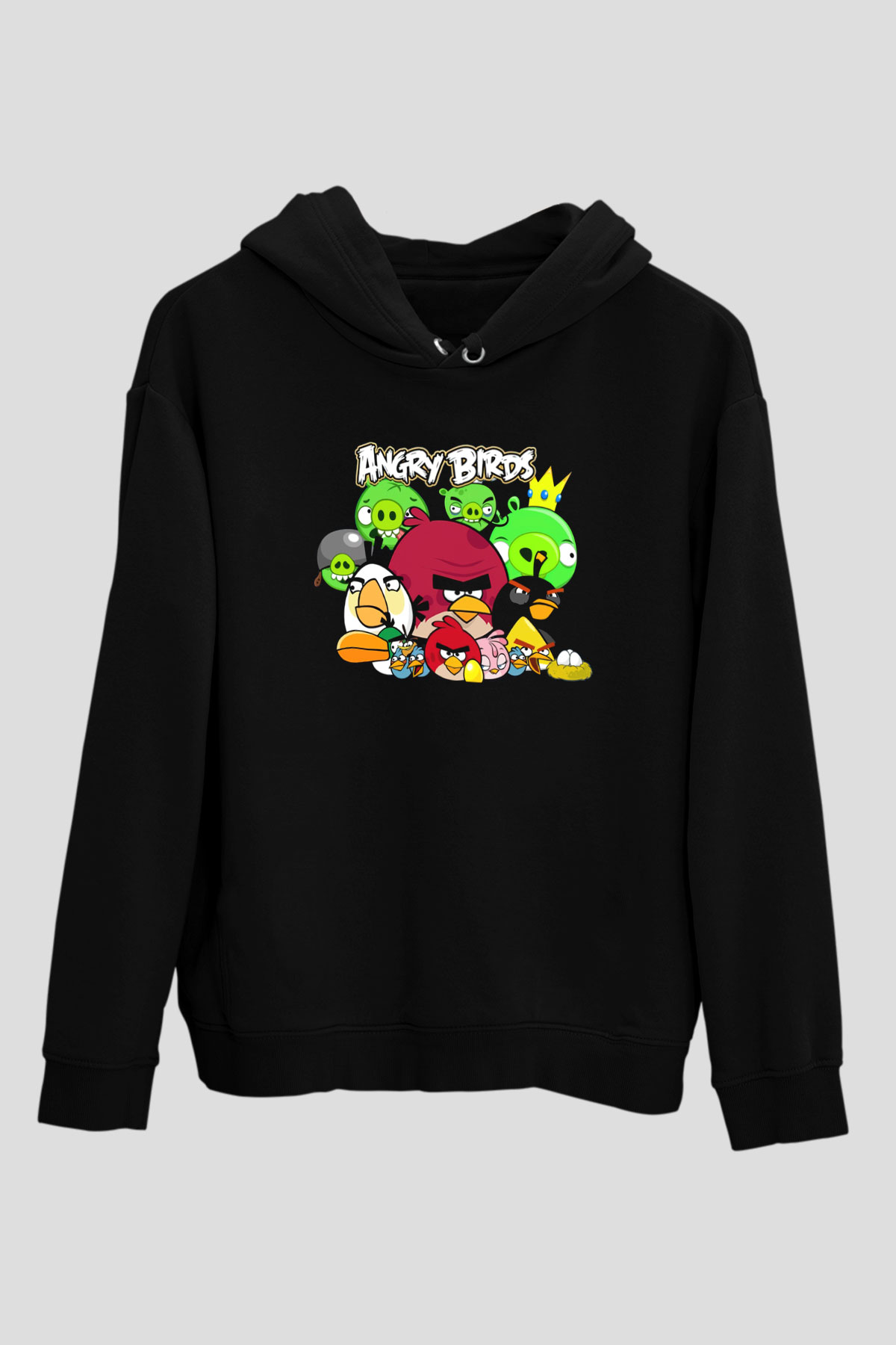 Angry Birds Siyah Unisex Hoodie