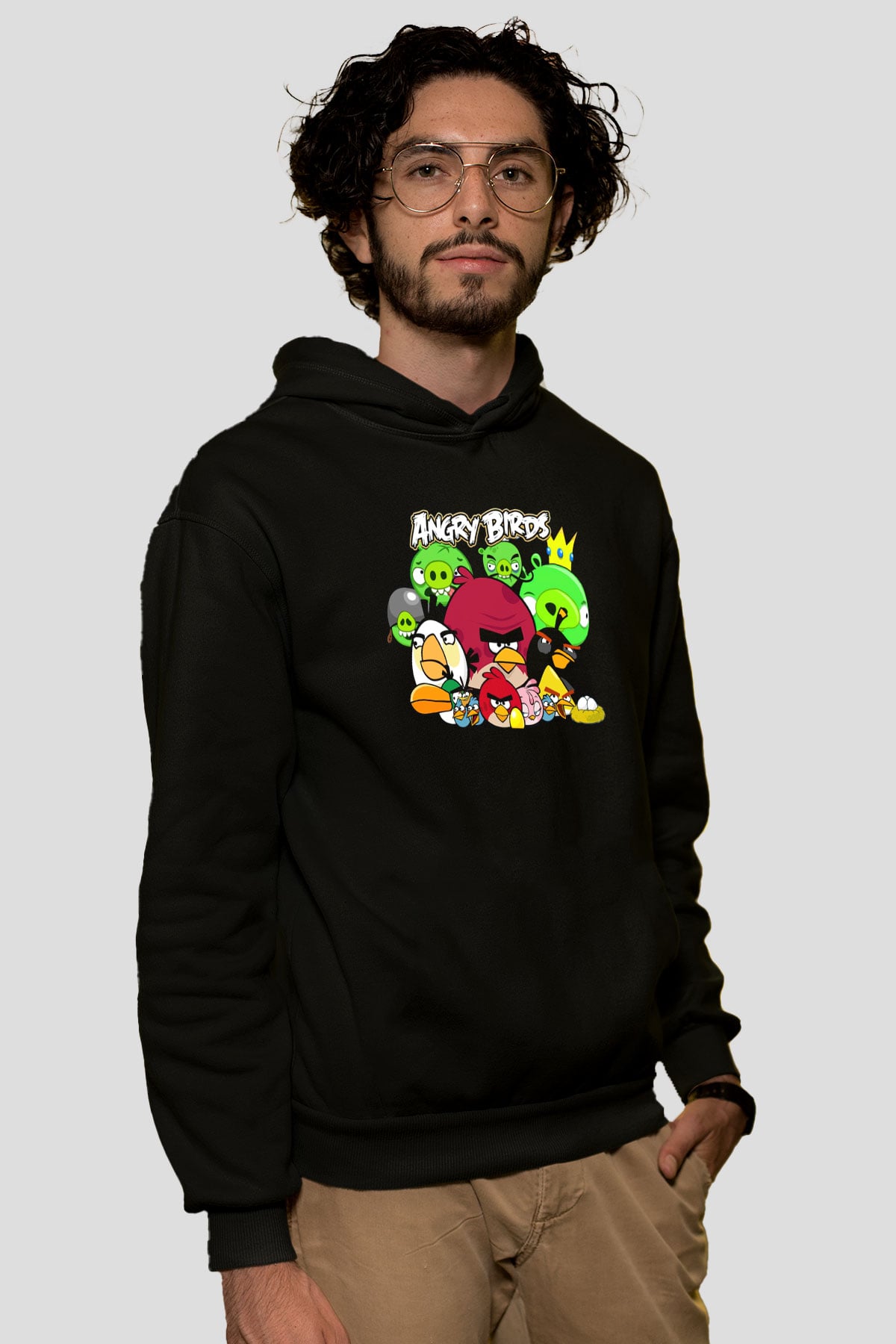 Angry Birds Siyah Unisex Hoodie