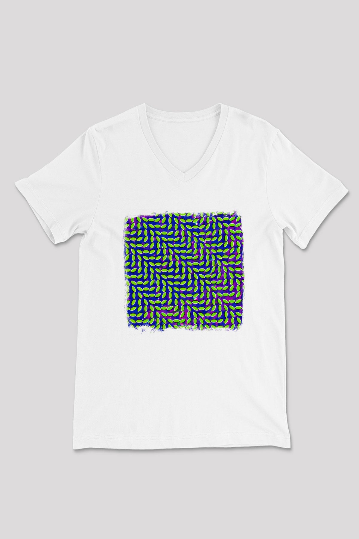 Animal Collective Baskılı Unisex Beyaz V Yaka Tişört