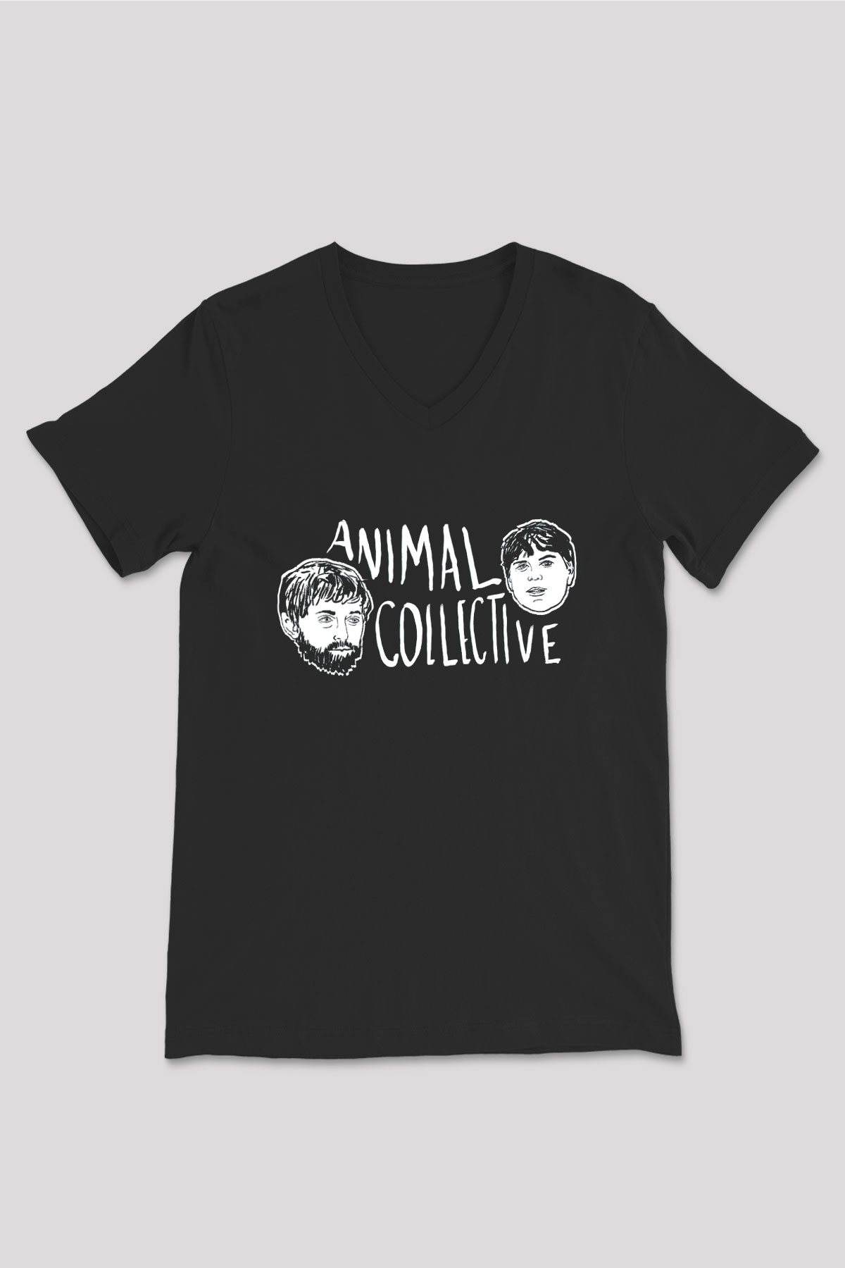 Animal Collective Siyah Unisex V Yaka Tişört T-Shirt