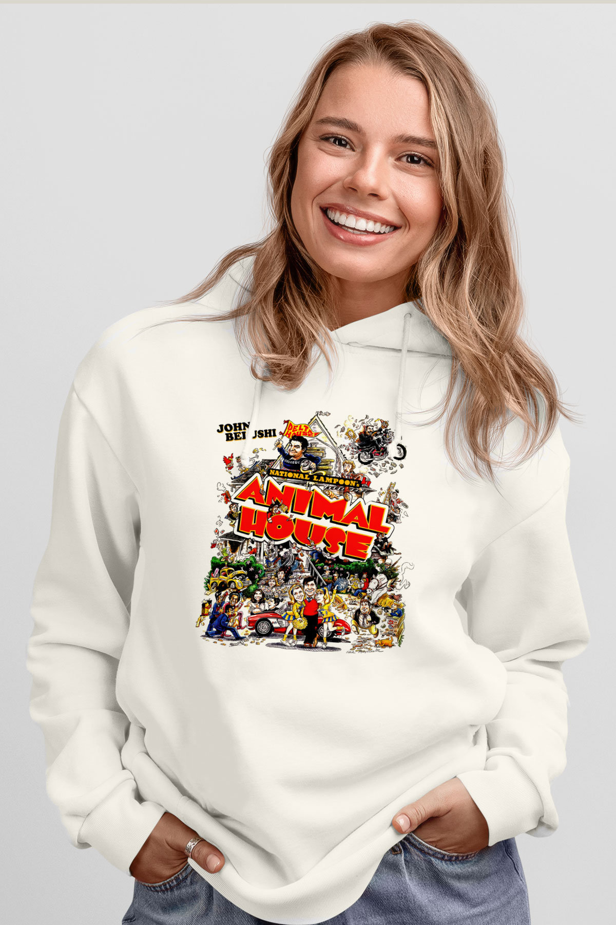 Animal House Beyaz Unisex Hoodie