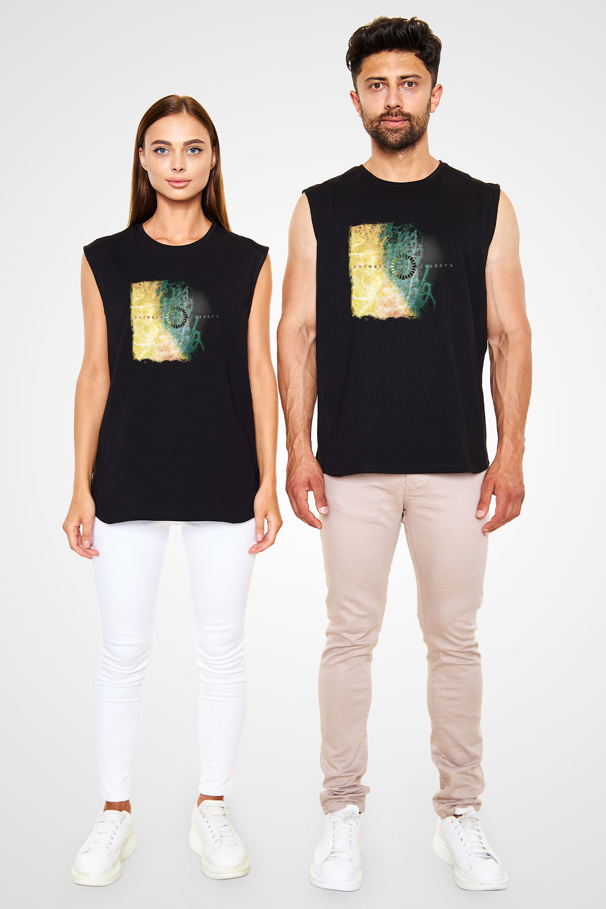 Animals as Leaders Baskılı Unisex Siyah Kolsuz Tişört