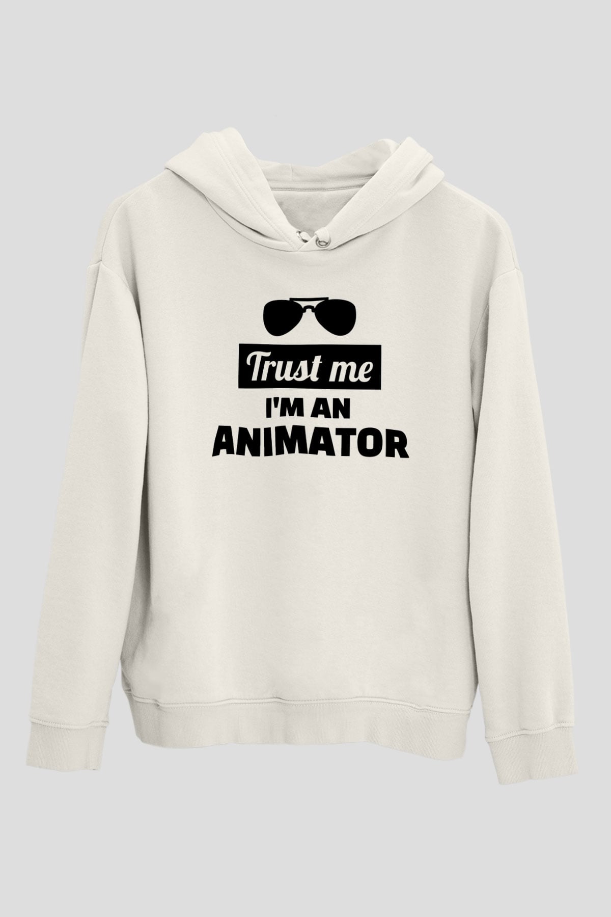 Animatör Beyaz Unisex Kapüşonlu Sweatshirt
