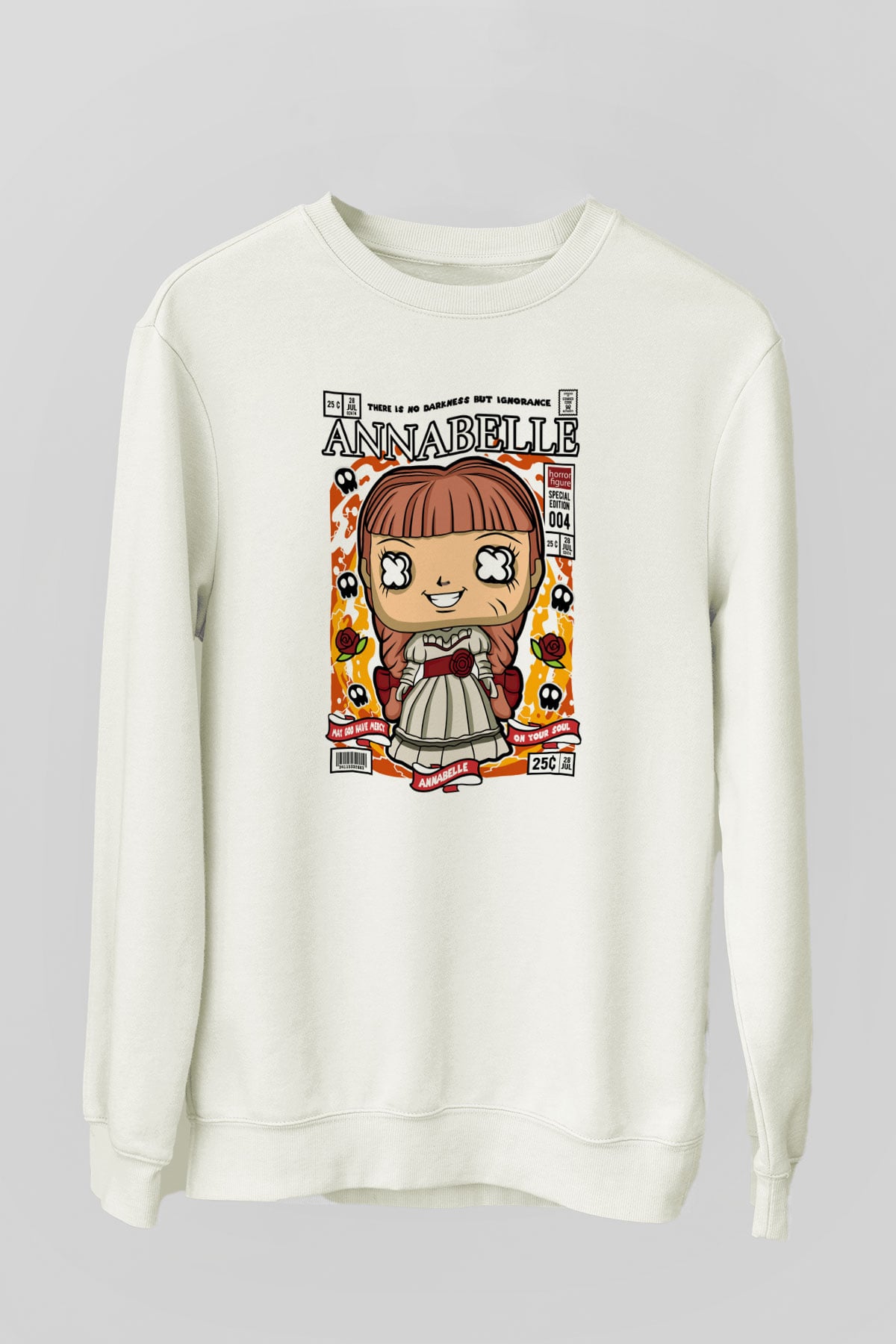 Annabelle Baskılı Unisex Beyaz Sweatshirt