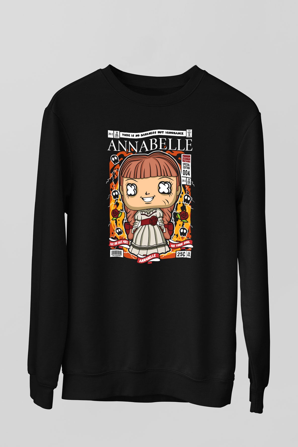 Annabelle Baskılı Unisex Siyah Sweatshirt