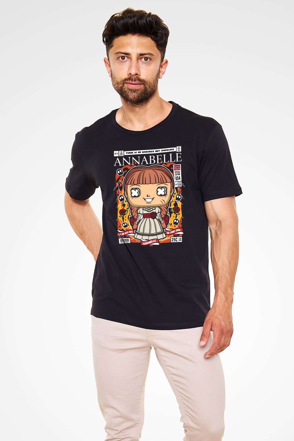 Annabelle Baskılı Unisex Siyah Tişört