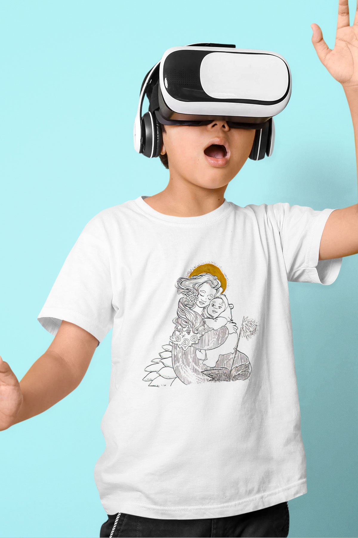 Anneler Günü Baskılı Beyaz Unisex Beyaz Çocuk Tişört - Tshirt