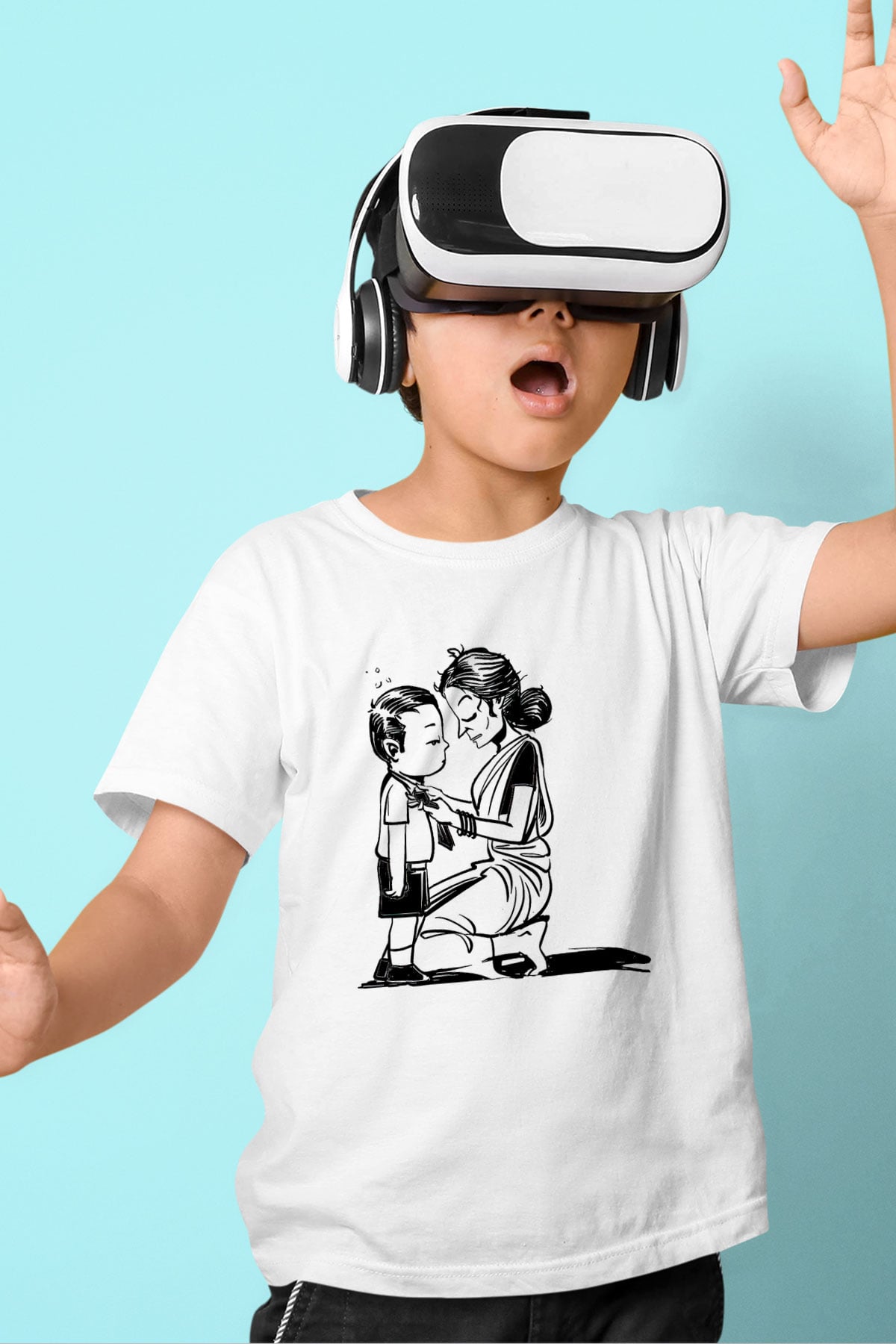 Anneler Günü Baskılı Beyaz Unisex Beyaz Çocuk Tişört - Tshirt