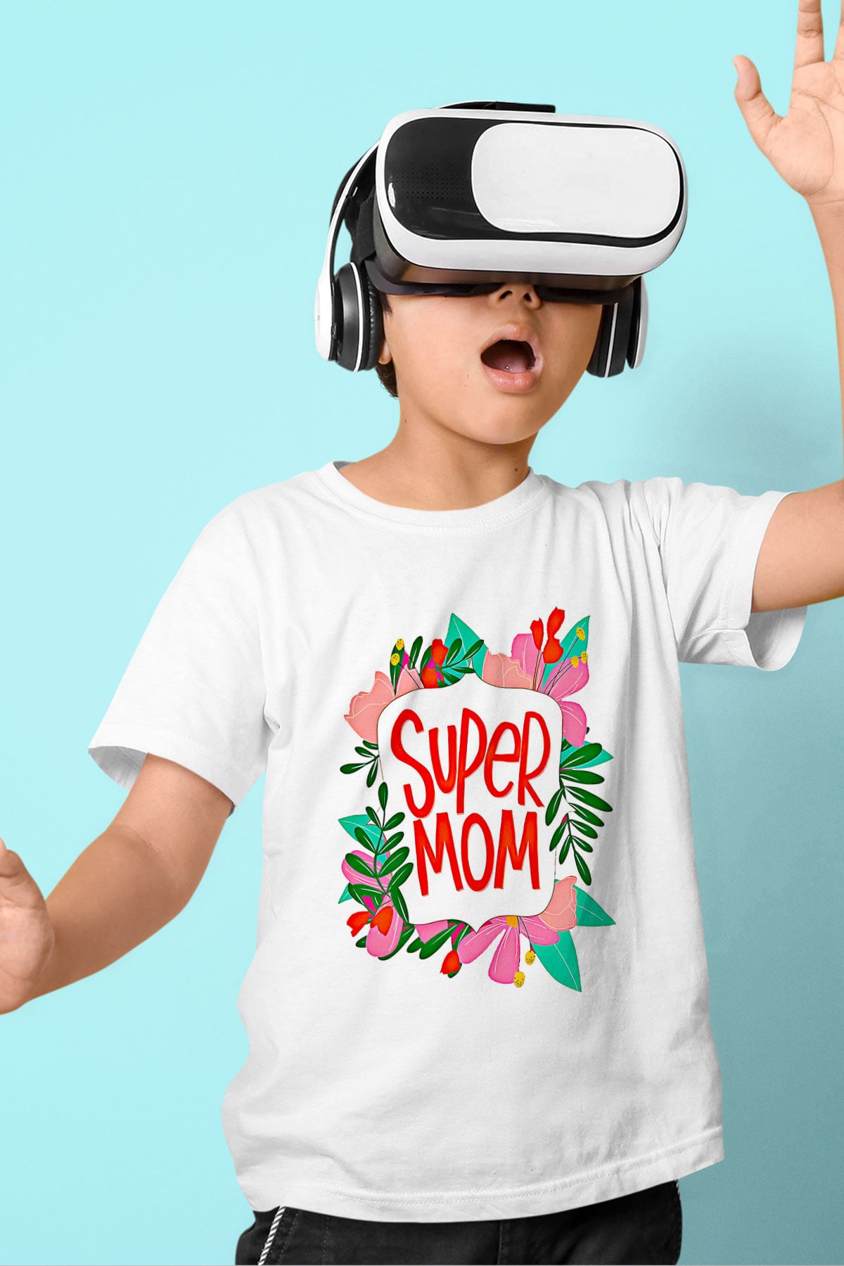 Anneler Günü Baskılı Beyaz Unisex Beyaz Çocuk Tişört - Tshirt