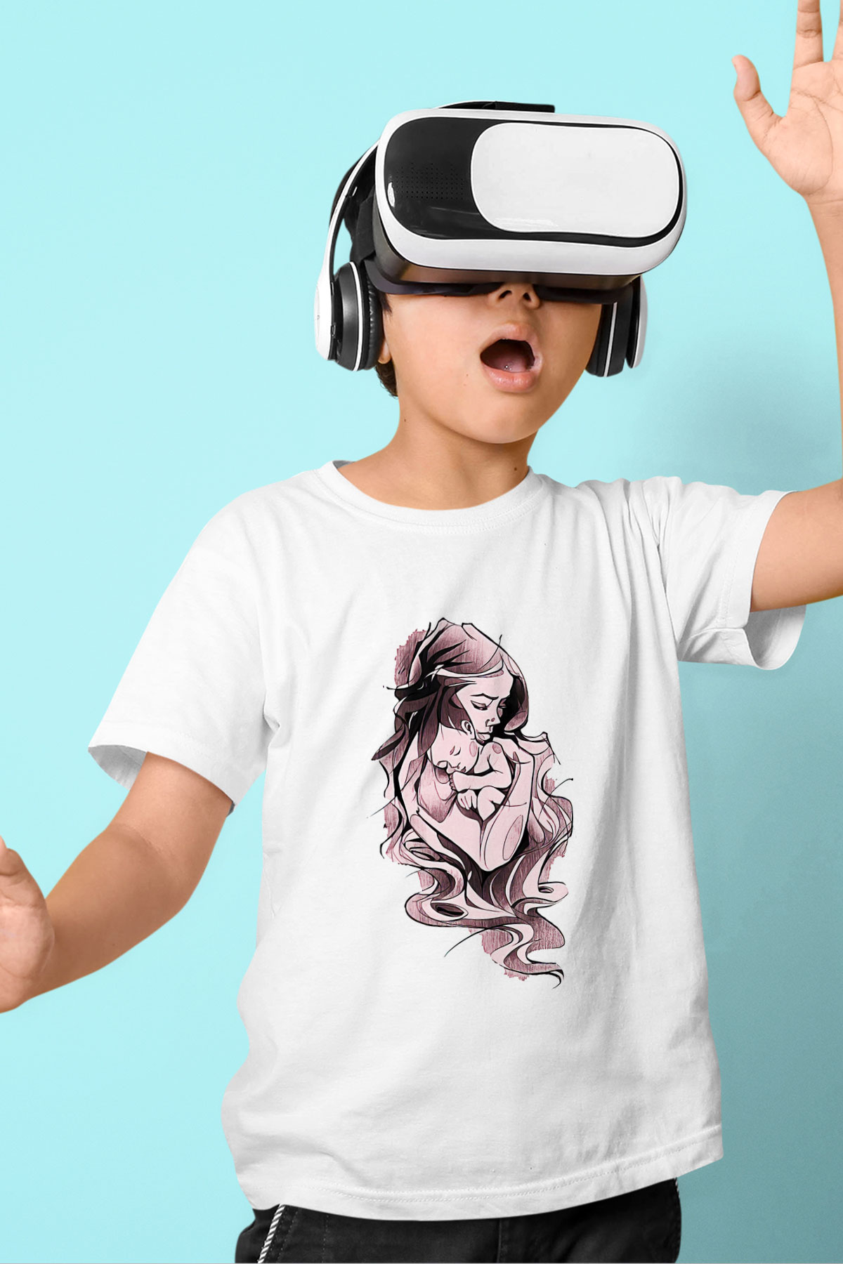 Anneler Günü Baskılı Beyaz Unisex Beyaz Çocuk Tişört - Tshirt
