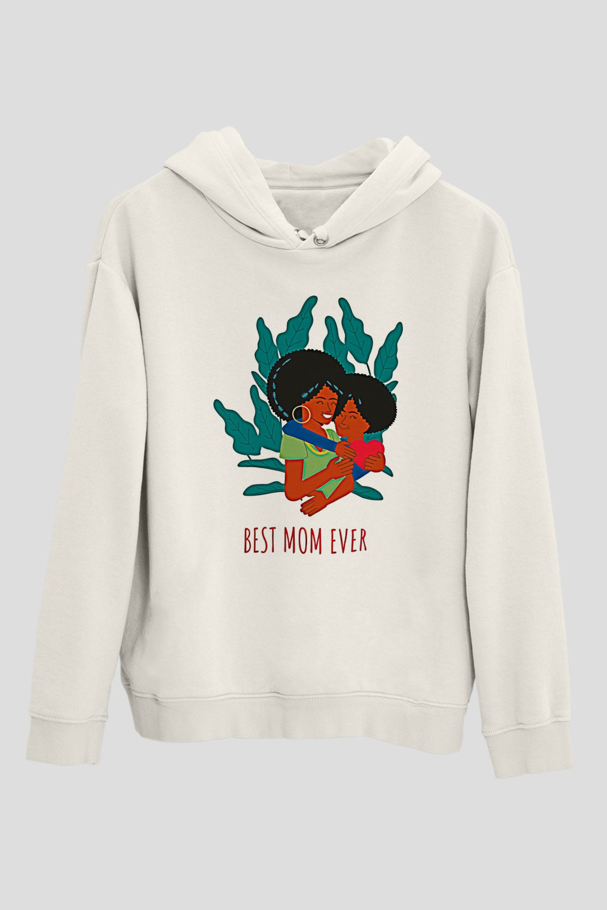Anneler Günü Baskılı Beyaz Unisex Hoodie