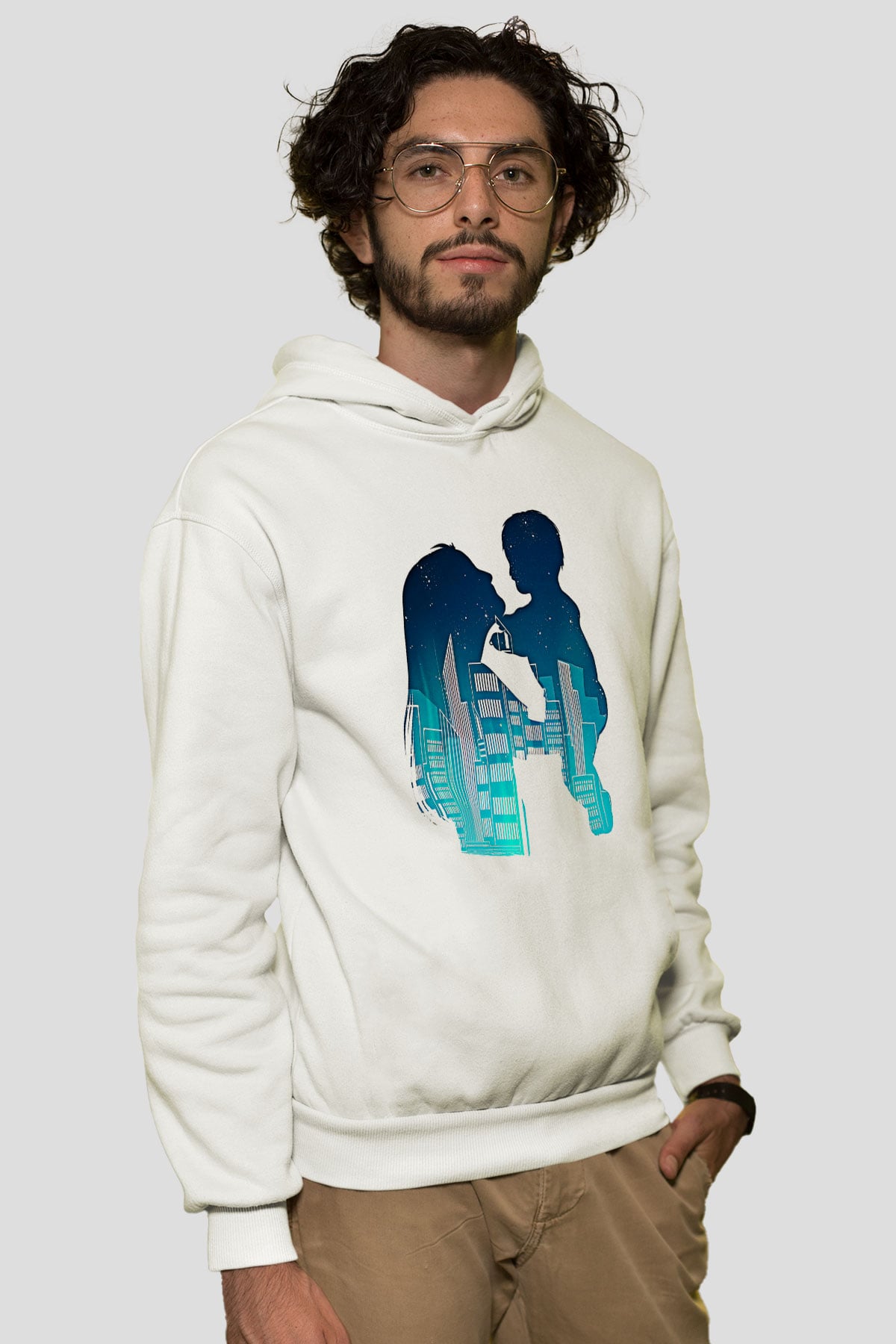Anneler Günü Baskılı Beyaz Unisex Hoodie
