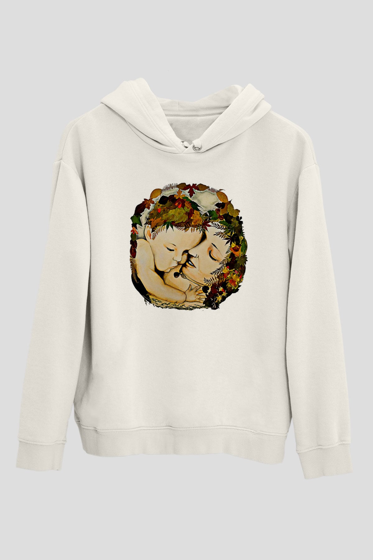 Anneler Günü Baskılı Beyaz Unisex Hoodie