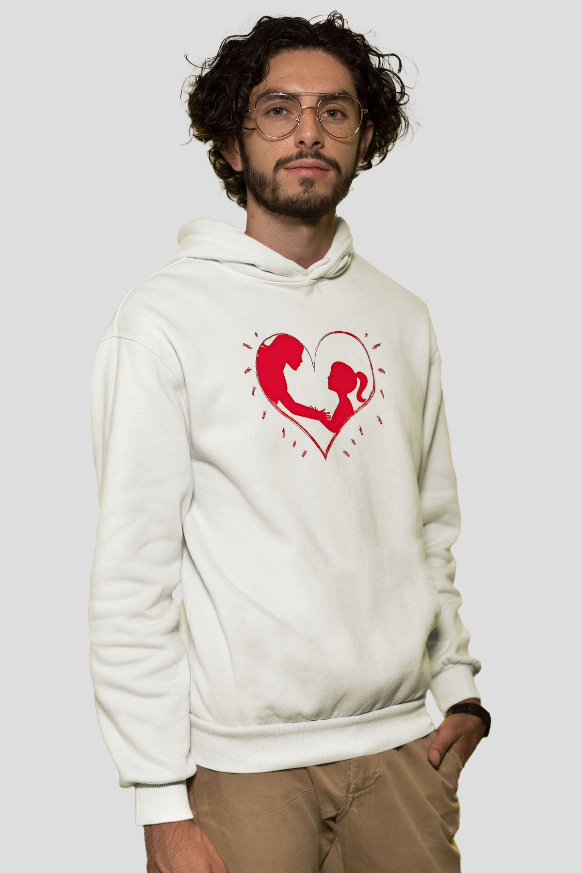 Anneler Günü Baskılı Beyaz Unisex Hoodie