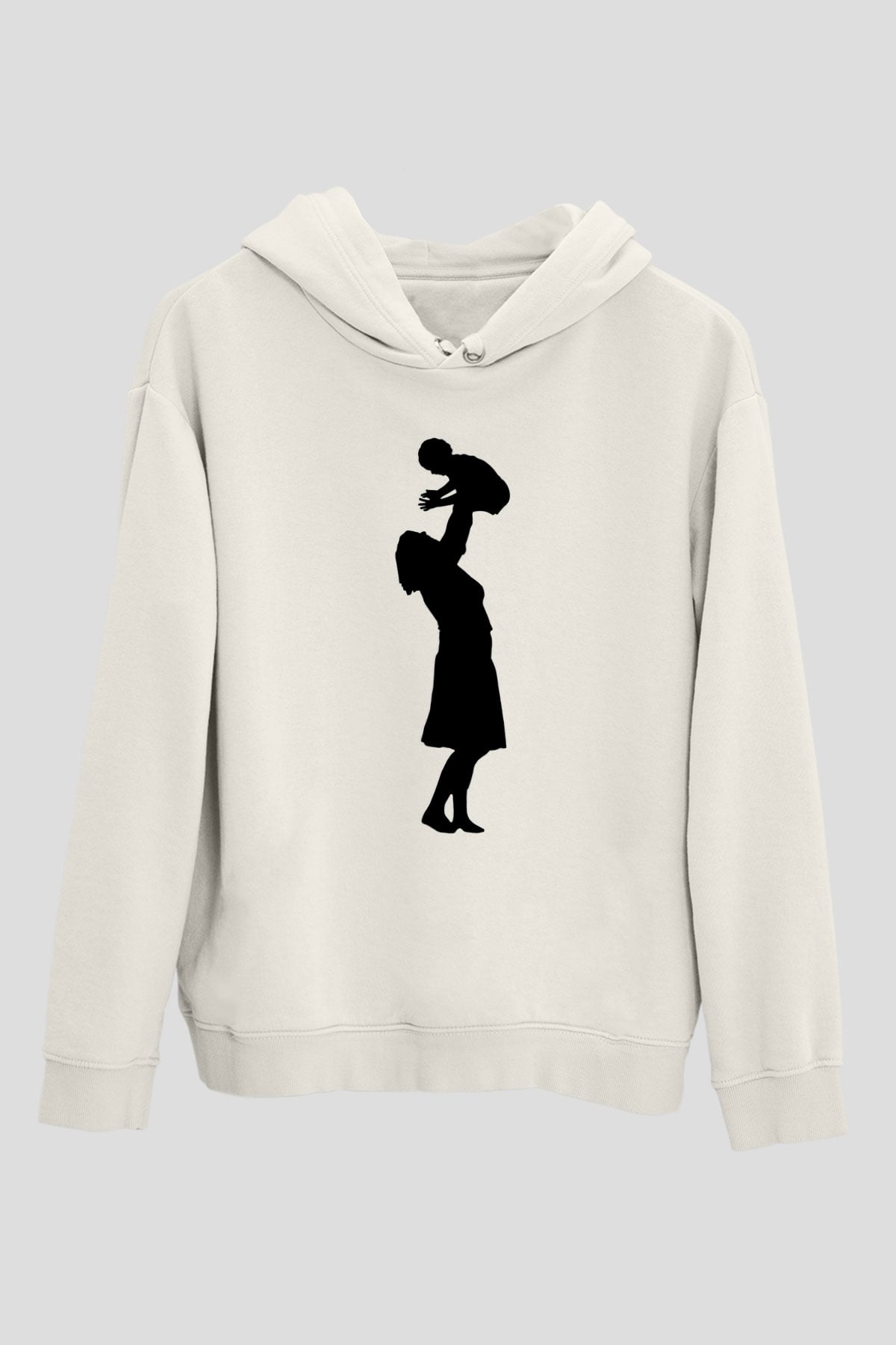 Anneler Günü Baskılı Beyaz Unisex Hoodie