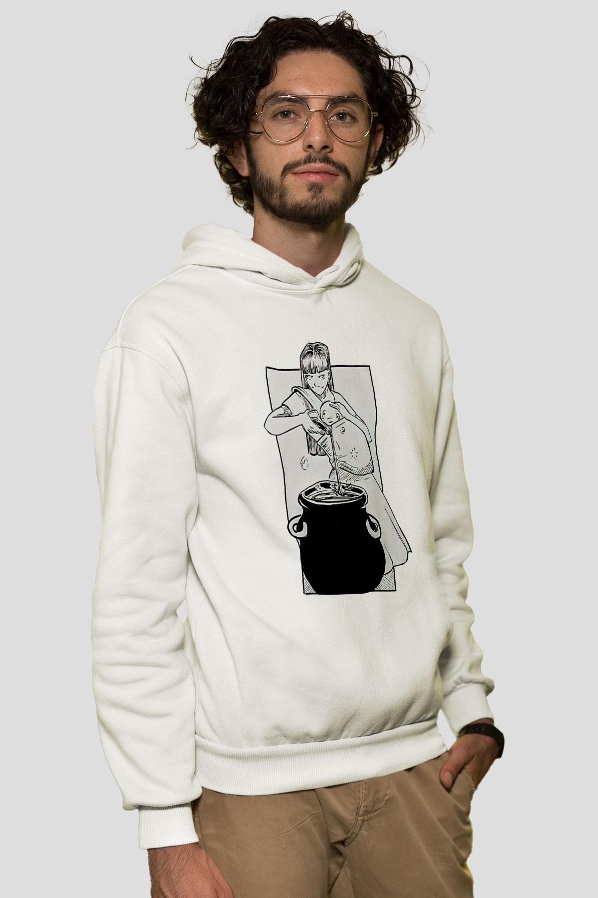 Anneler Günü Baskılı Beyaz Unisex Hoodie