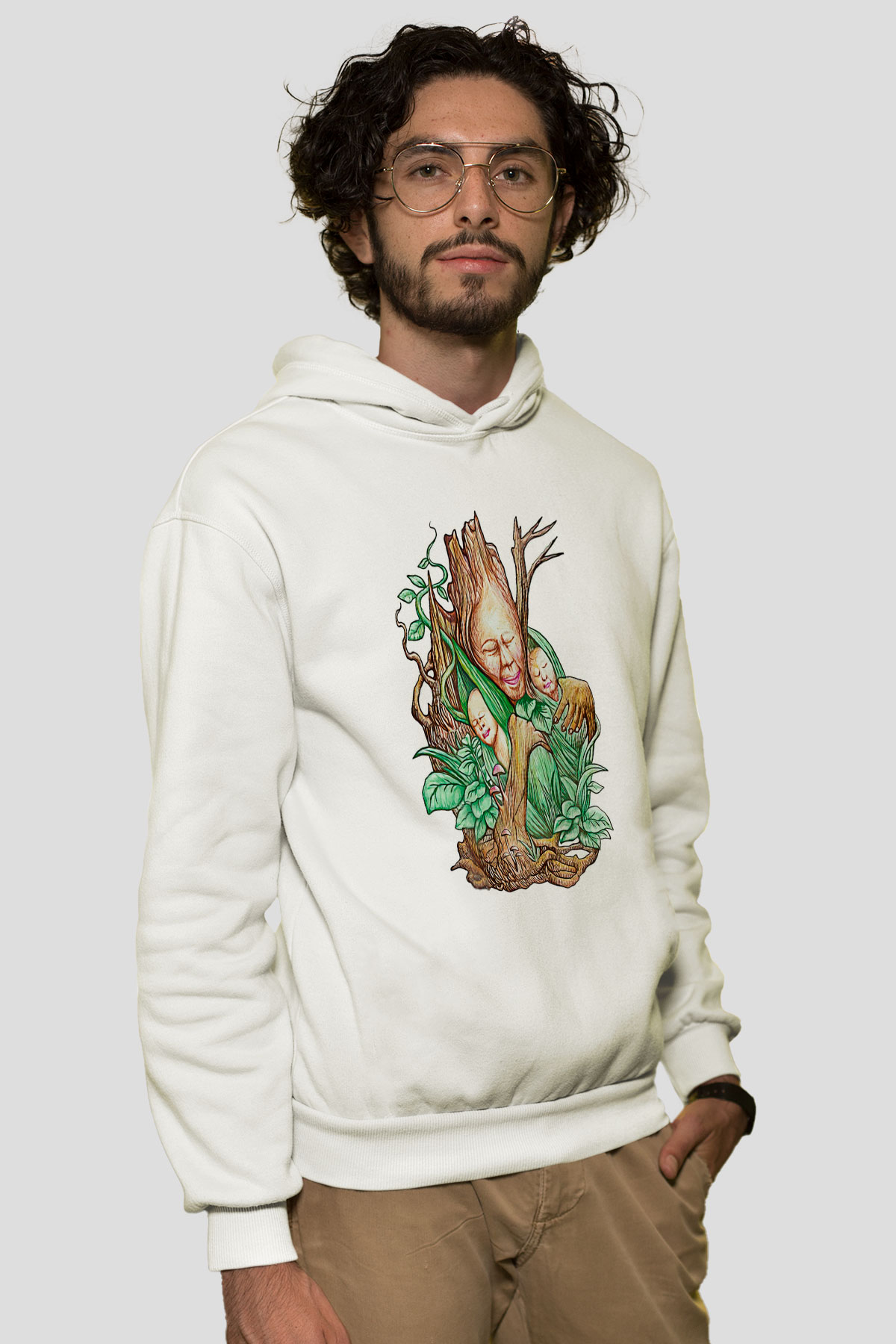 Anneler Günü Baskılı Beyaz Unisex Hoodie