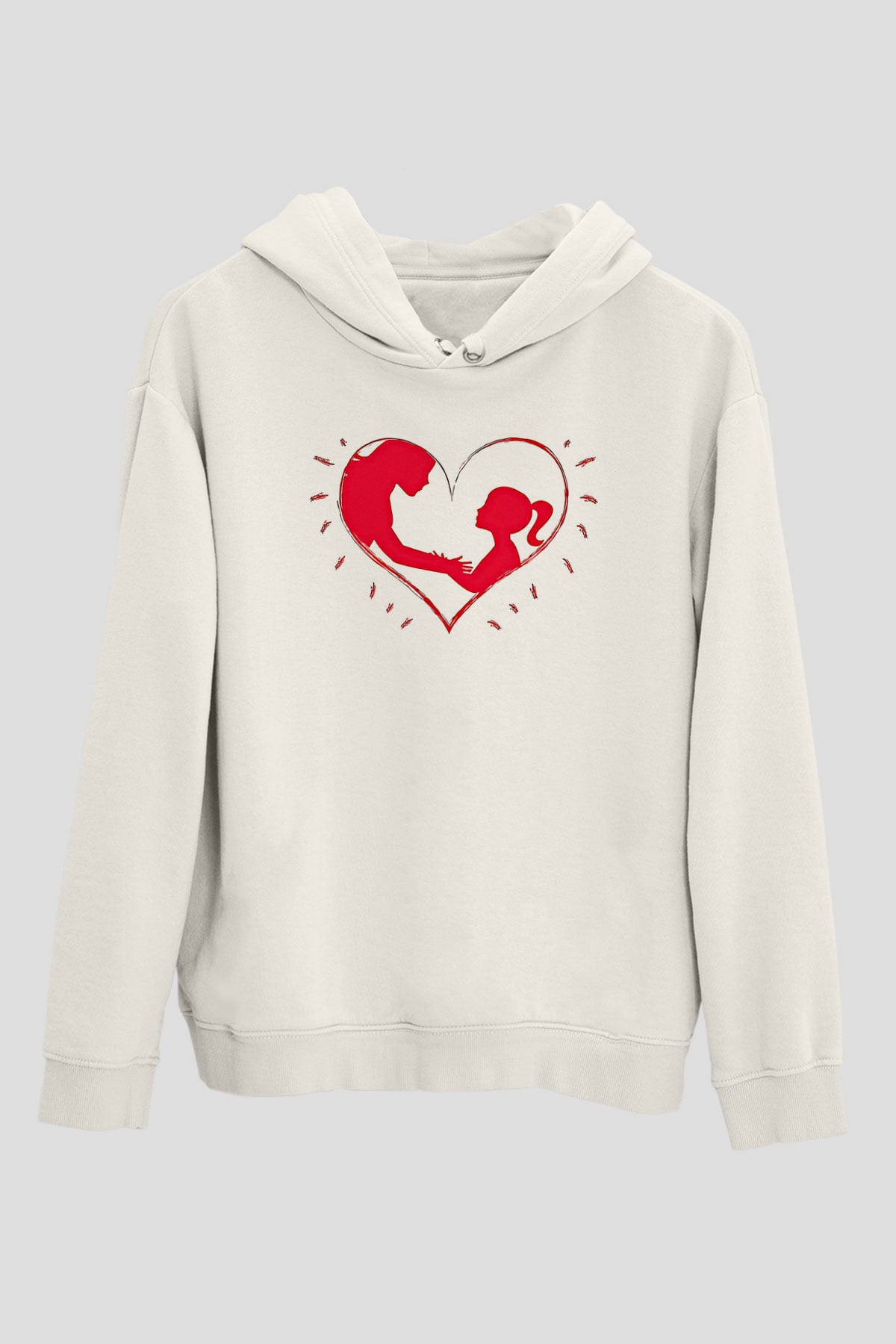 Anneler Günü Baskılı Beyaz Unisex Hoodie