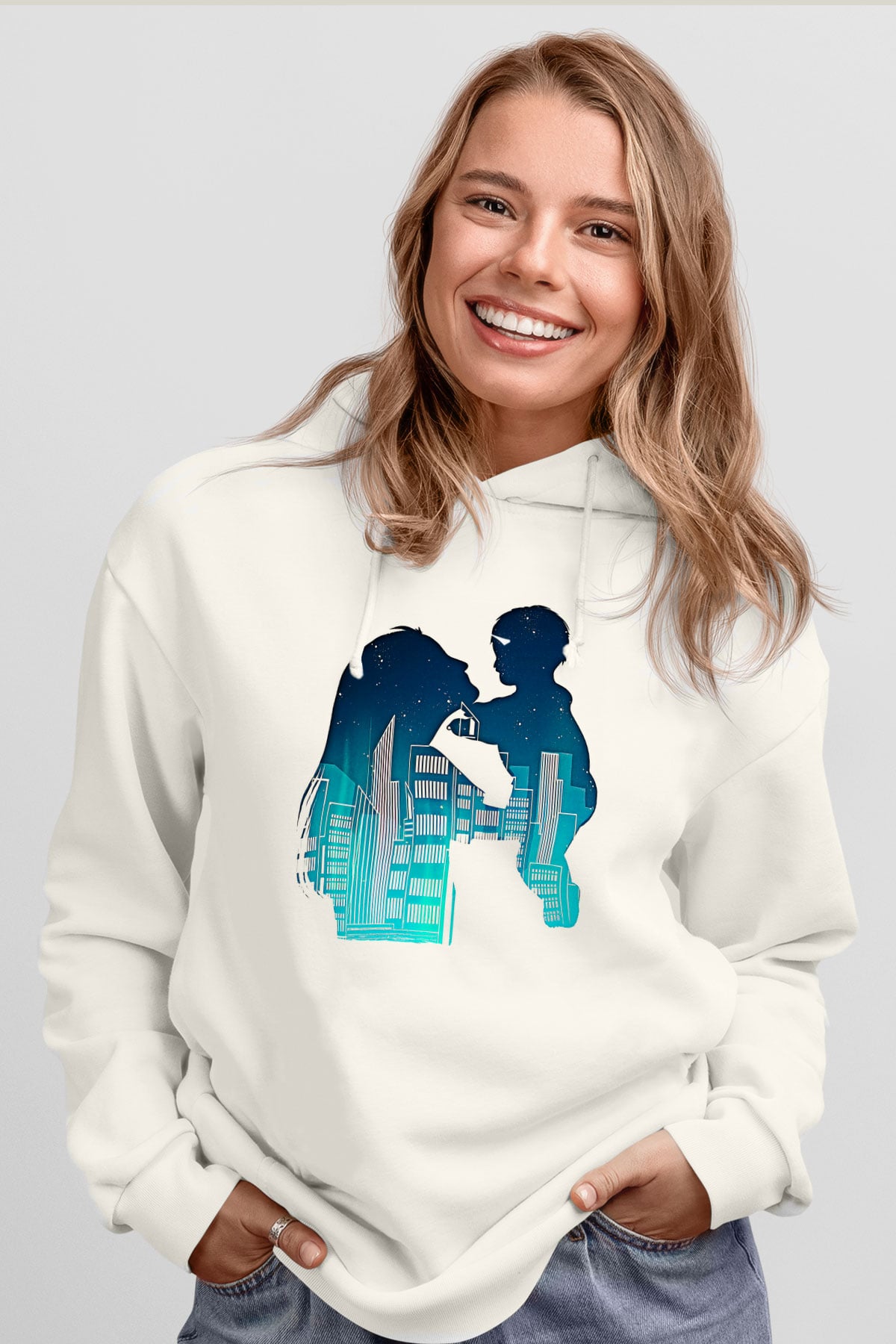 Anneler Günü Baskılı Beyaz Unisex Hoodie