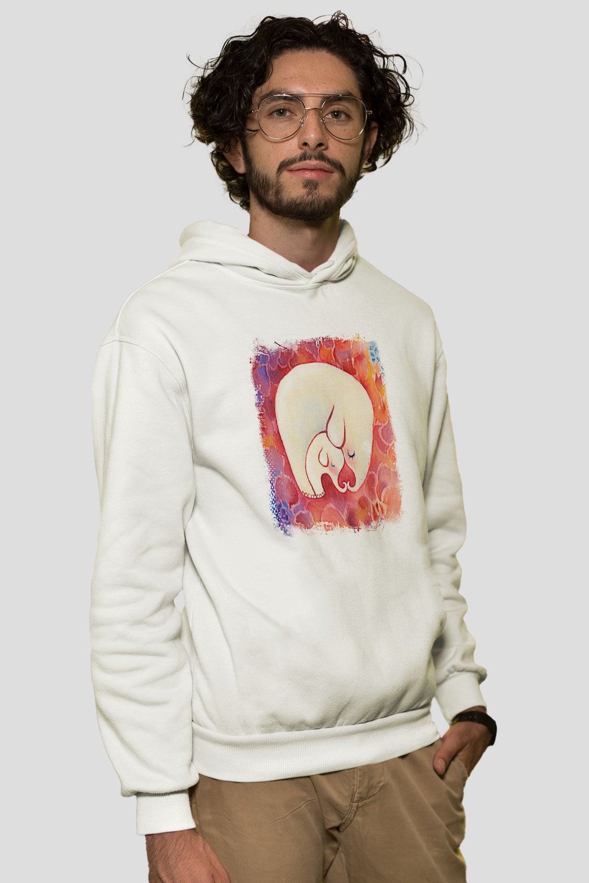 Anneler Günü Baskılı Beyaz Unisex Hoodie