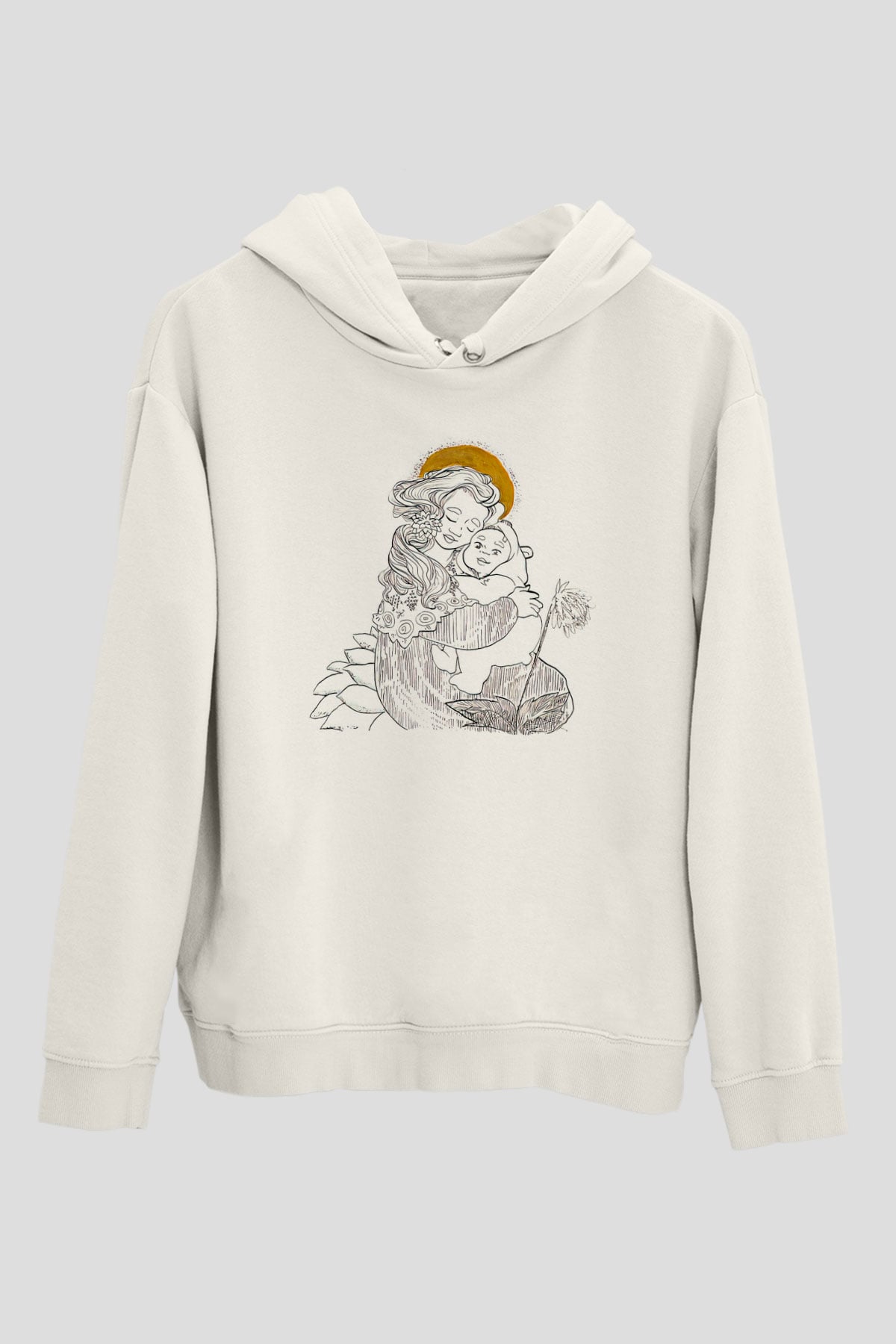 Anneler Günü Baskılı Beyaz Unisex Hoodie