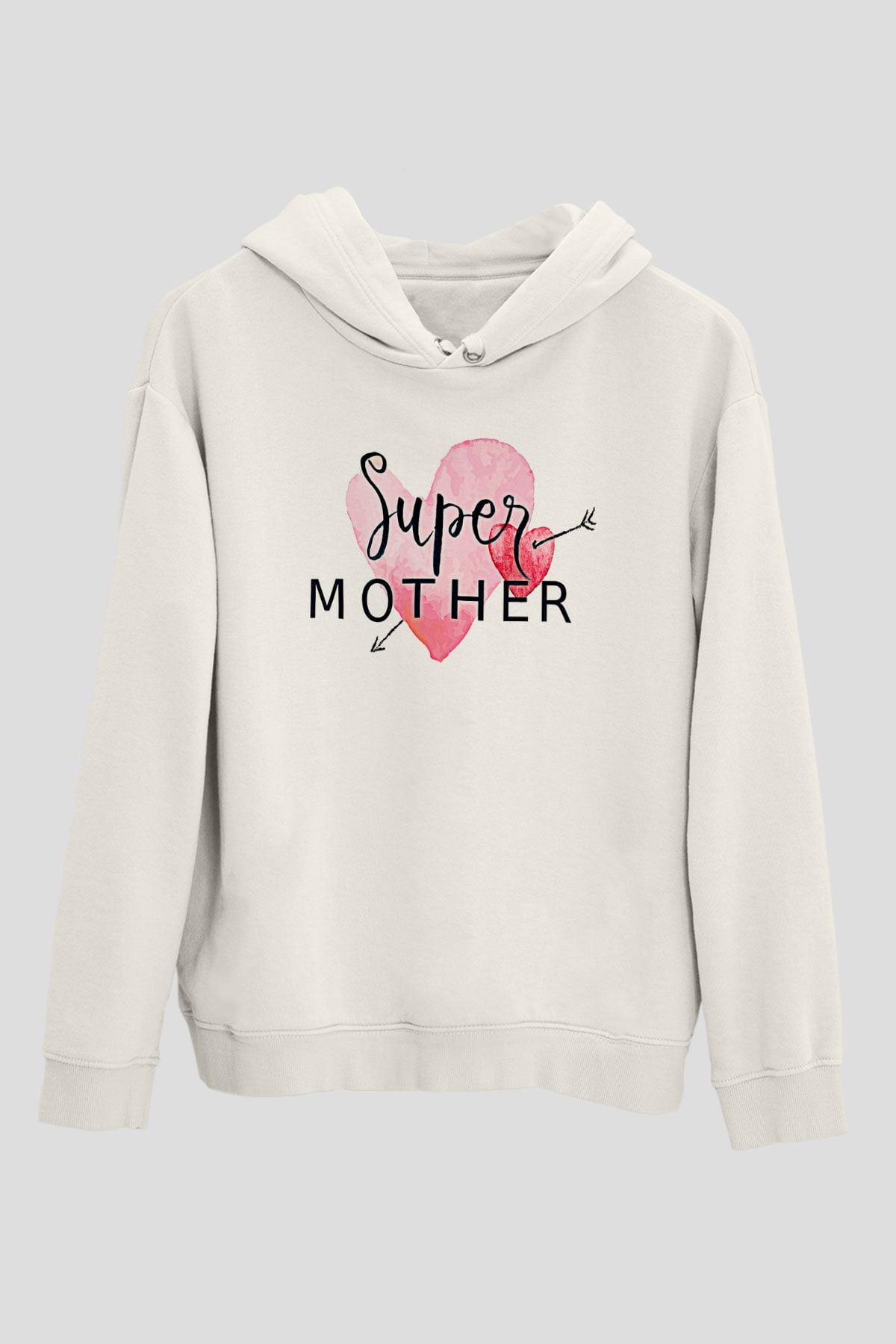 Anneler Günü Baskılı Beyaz Unisex Hoodie