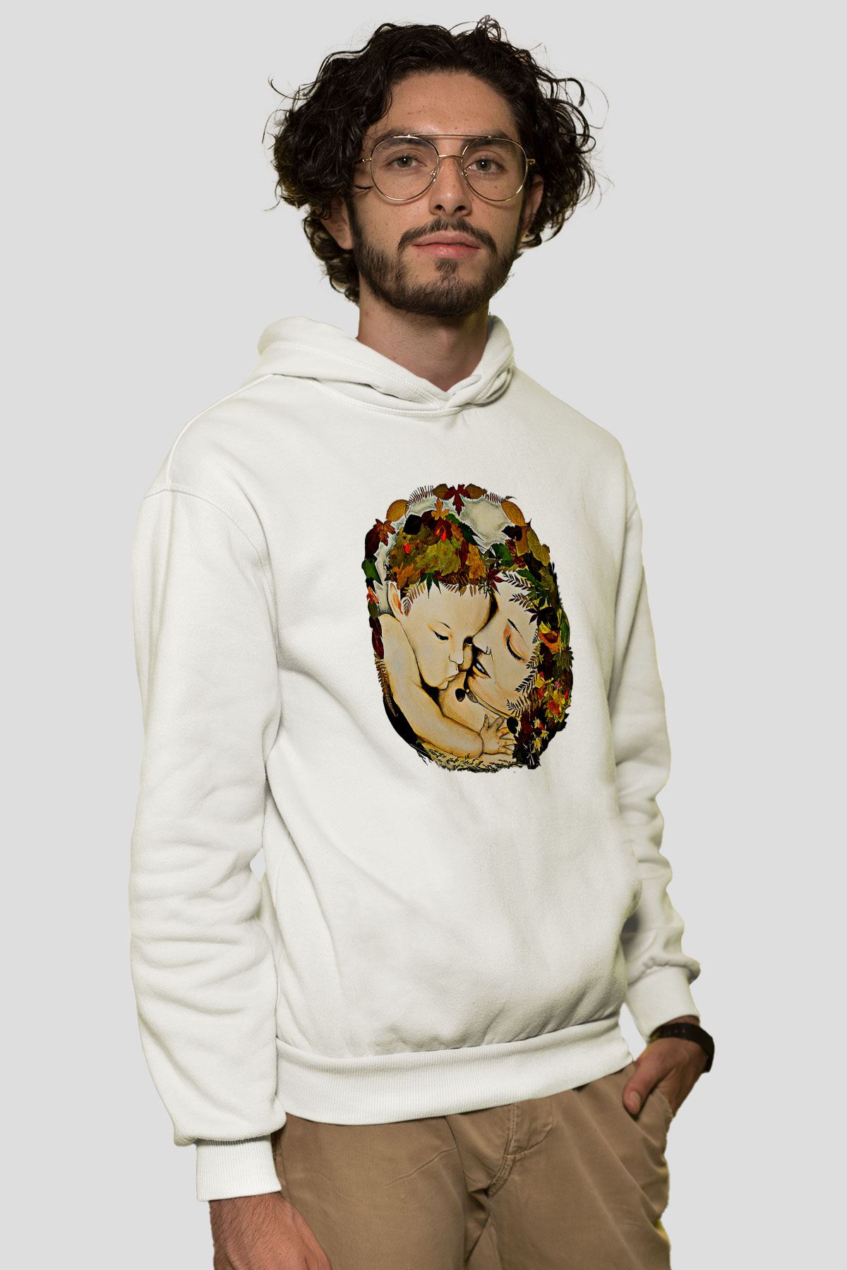 Anneler Günü Baskılı Beyaz Unisex Hoodie
