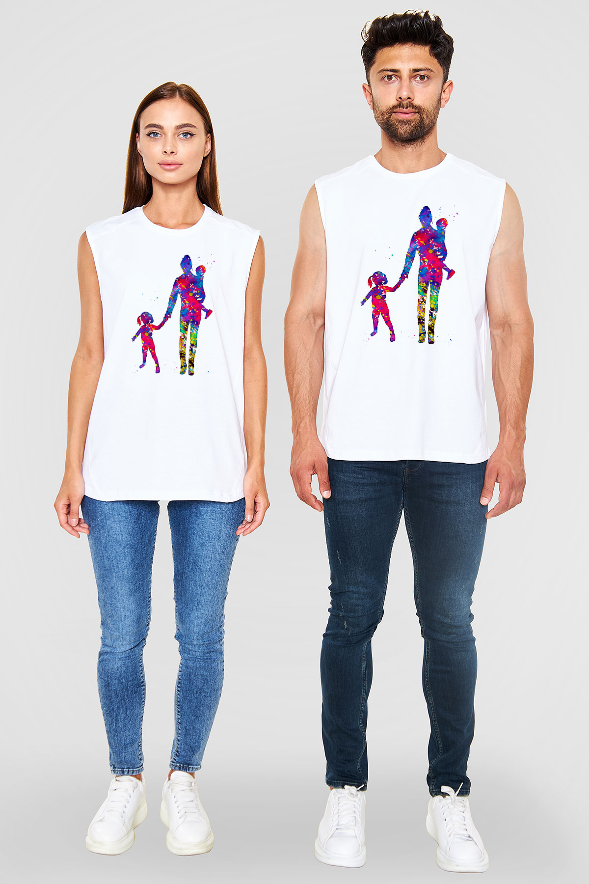 Anneler Günü Baskılı Beyaz Unisex Kolsuz Tişört - Tshirt