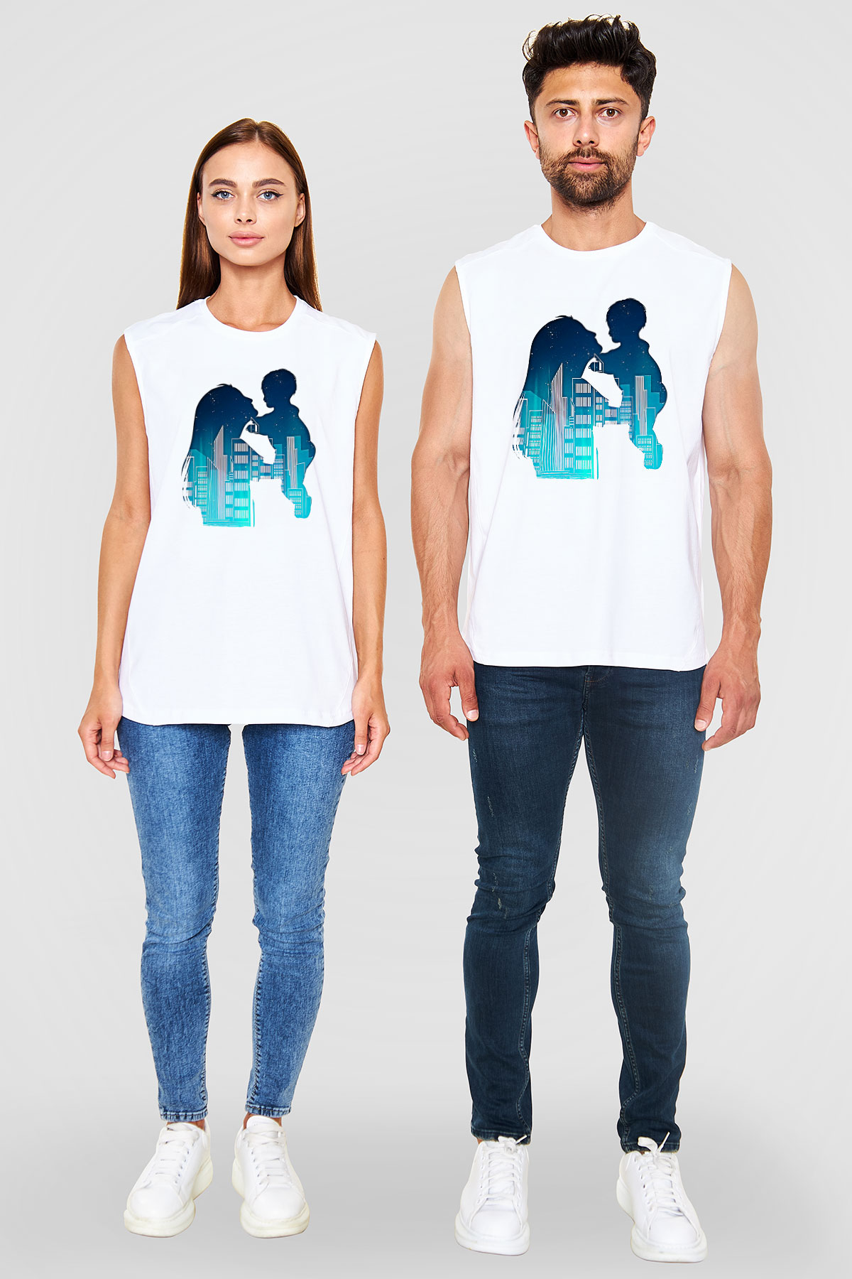Anneler Günü Baskılı Beyaz Unisex Kolsuz Tişört - Tshirt