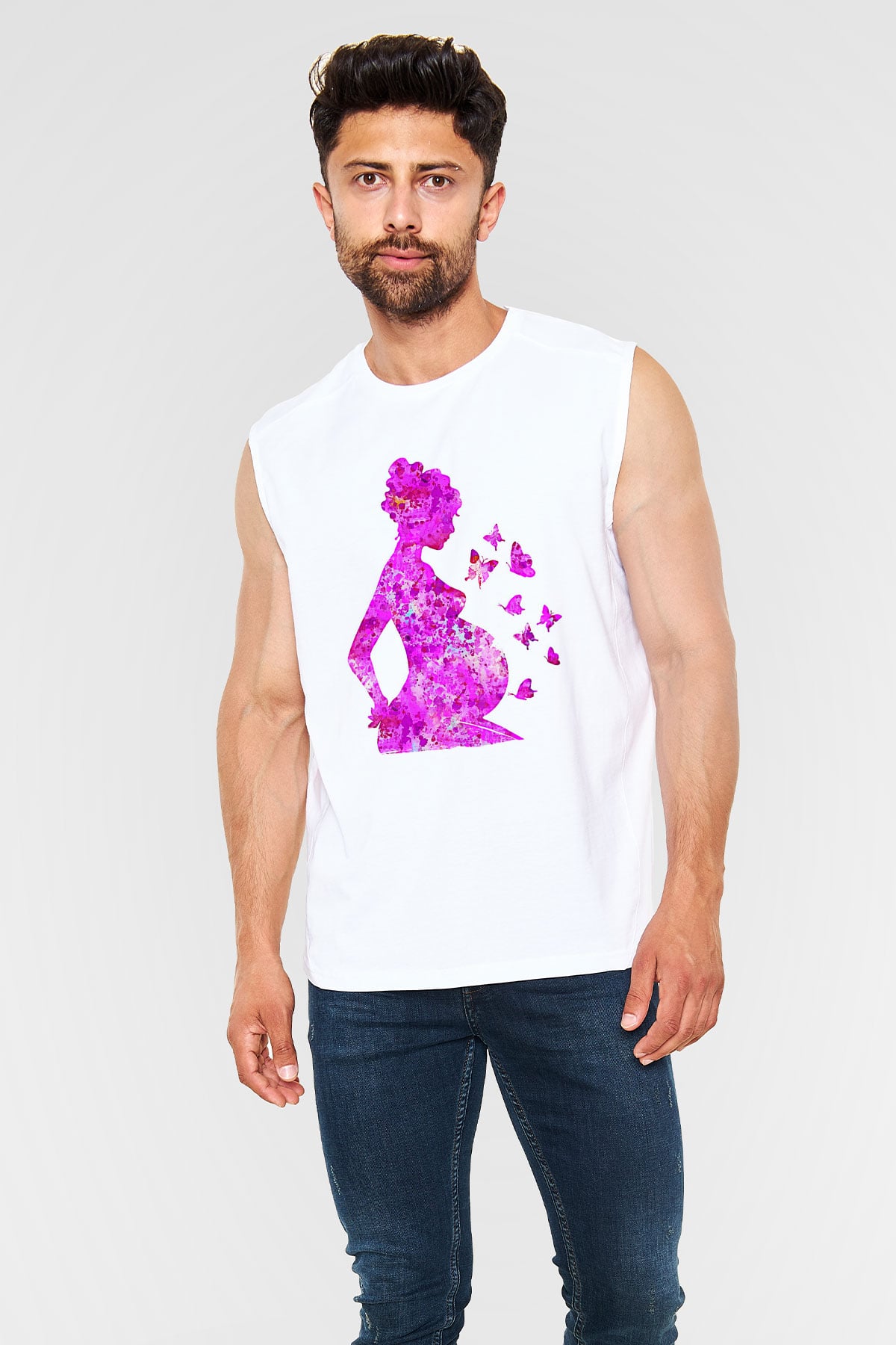 Anneler Günü Baskılı Beyaz Unisex Kolsuz Tişört - Tshirt