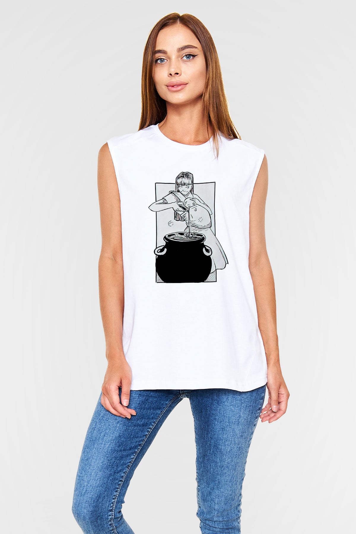 Anneler Günü Baskılı Beyaz Unisex Kolsuz Tişört - Tshirt
